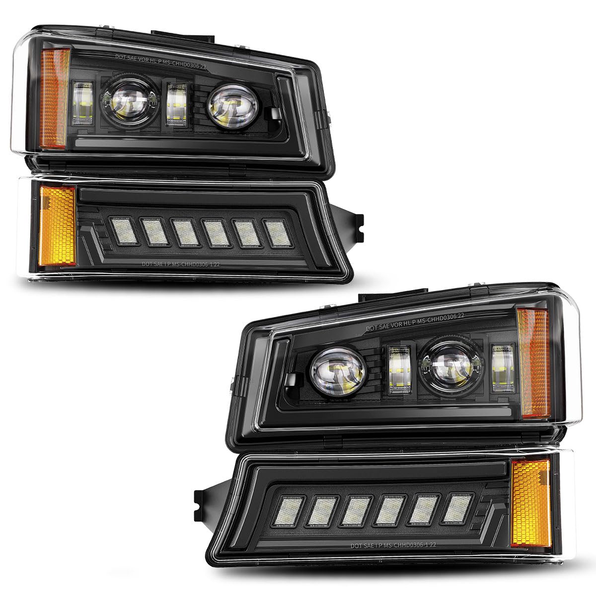 Z-Offroad Led Headlights Assembly Dot Approved With Turn Signal Hi/Low Sealed Beam Compatible With 03-06 Chevy Silverado Avalanc