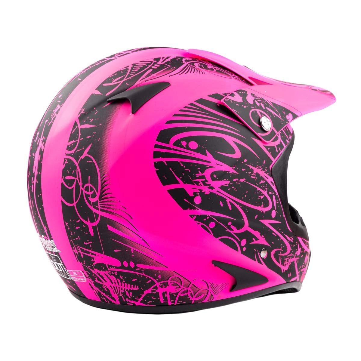 Typhoon Adult Women'S Dirt Bike Atv Helmet Motocross Goggles And Gloves Combo - Matte Pink With Black ( Large )