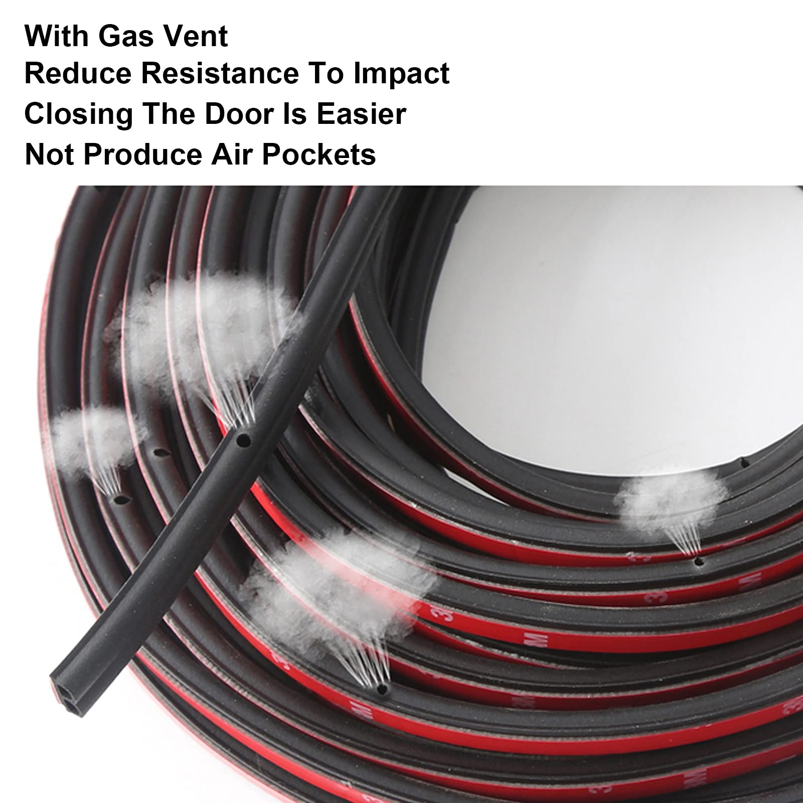 BOAOSI B Shape Car Door Seal Strip, 52.4FT Rubber Weather Stripping, Soundproofing, Red, Model BOAOSI-USGYT001-16M