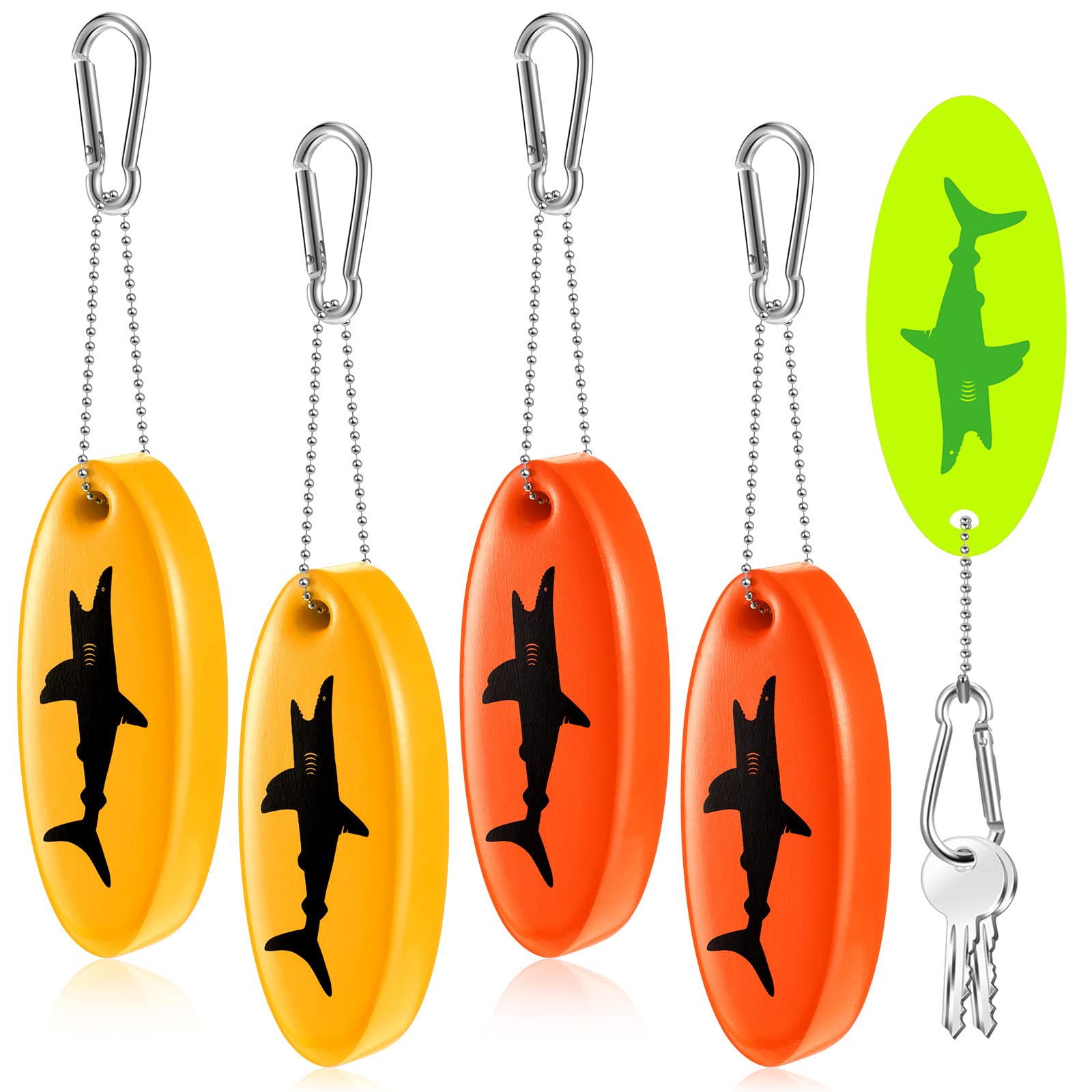 Herdear 4 Pcs Boat Key Floating Keychain Glow in the Dark Foam Floating Boat Key Ring Waterproof Oval Keychain for Fishing Surfi