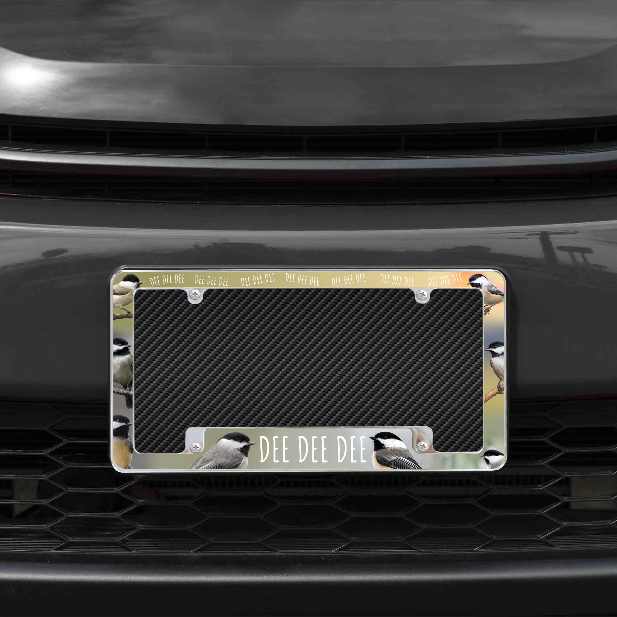 Rico Industries Chickadees Dee Dee Dee All Over Automotive License Plate Frame for Car/Truck/SUV (12 x 6)