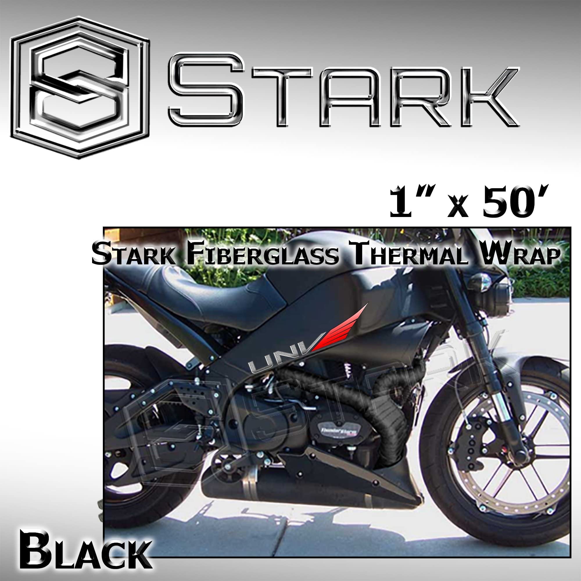 Stark Thermal Wrap 1' Wide X 50' Long - Fiberglass Heat Shield Exhaust Manifold/Header Wrap - Blue