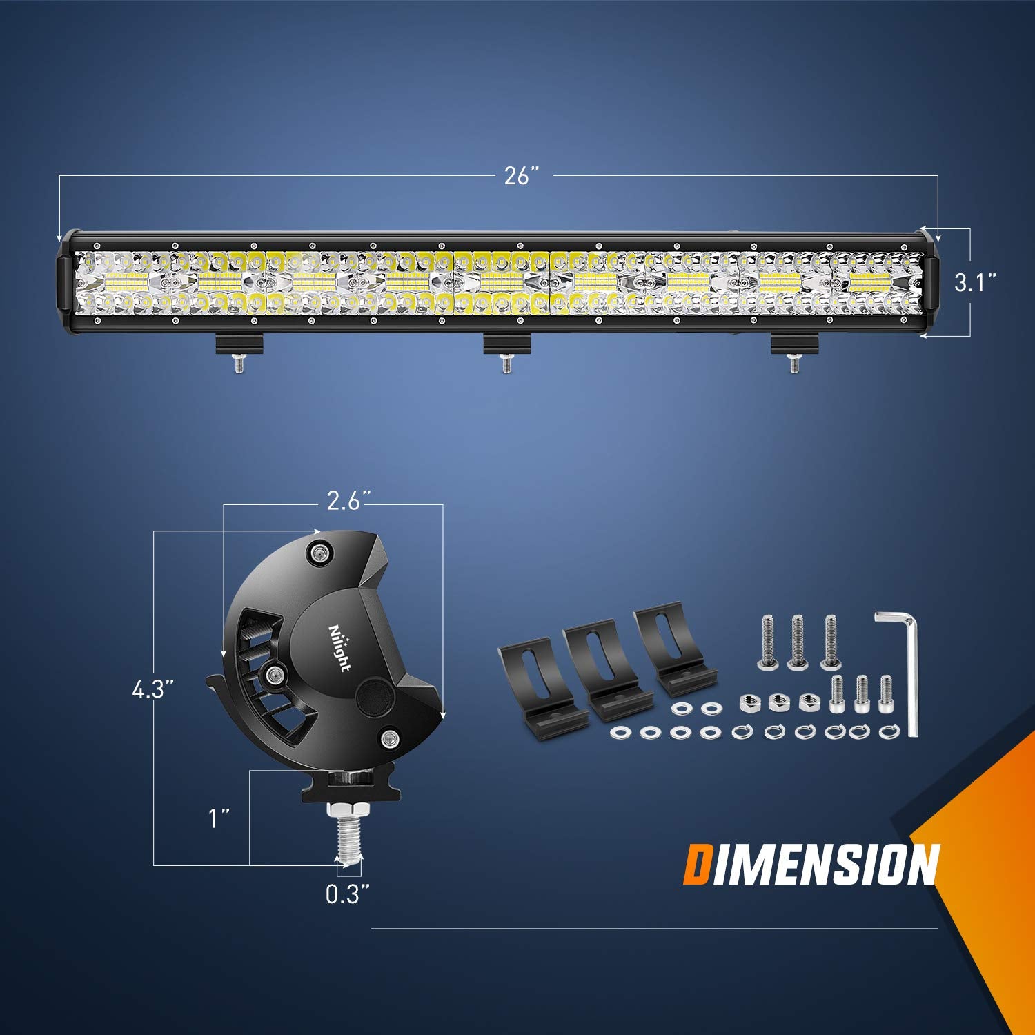 Nilight Led Light Bar 26Inch 540W 50000Lm Flood Spot Combo Triple Row Driving Lamp Roof Bumper Off Road Led Work Lights Pods For