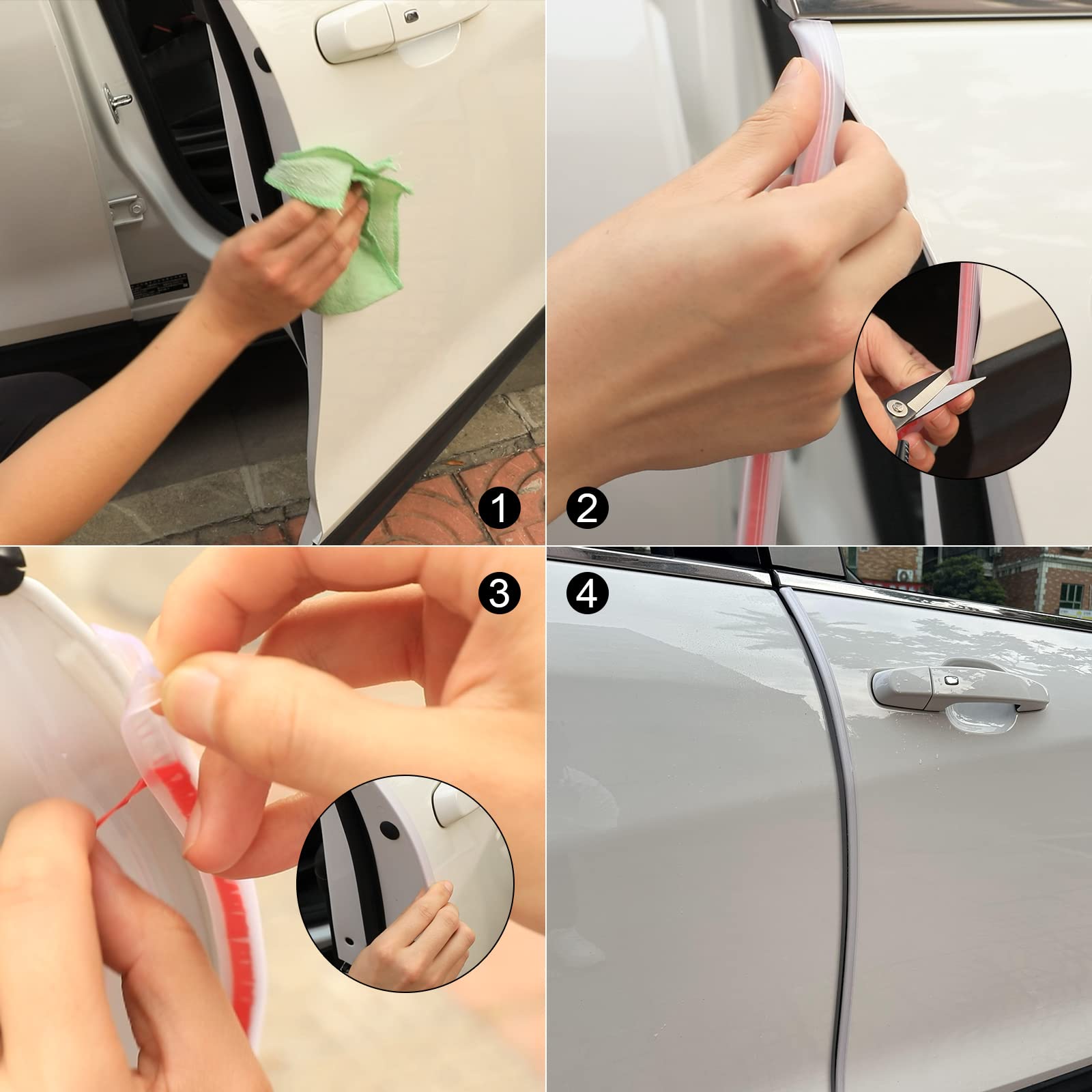 Winunite 65.6Ft(20M) Car Door Edge Guards Clear, Fit Most Vehicles, Self-Adhesive Pvc, Ultra Long, U-Shaped Automotive Trim Tran