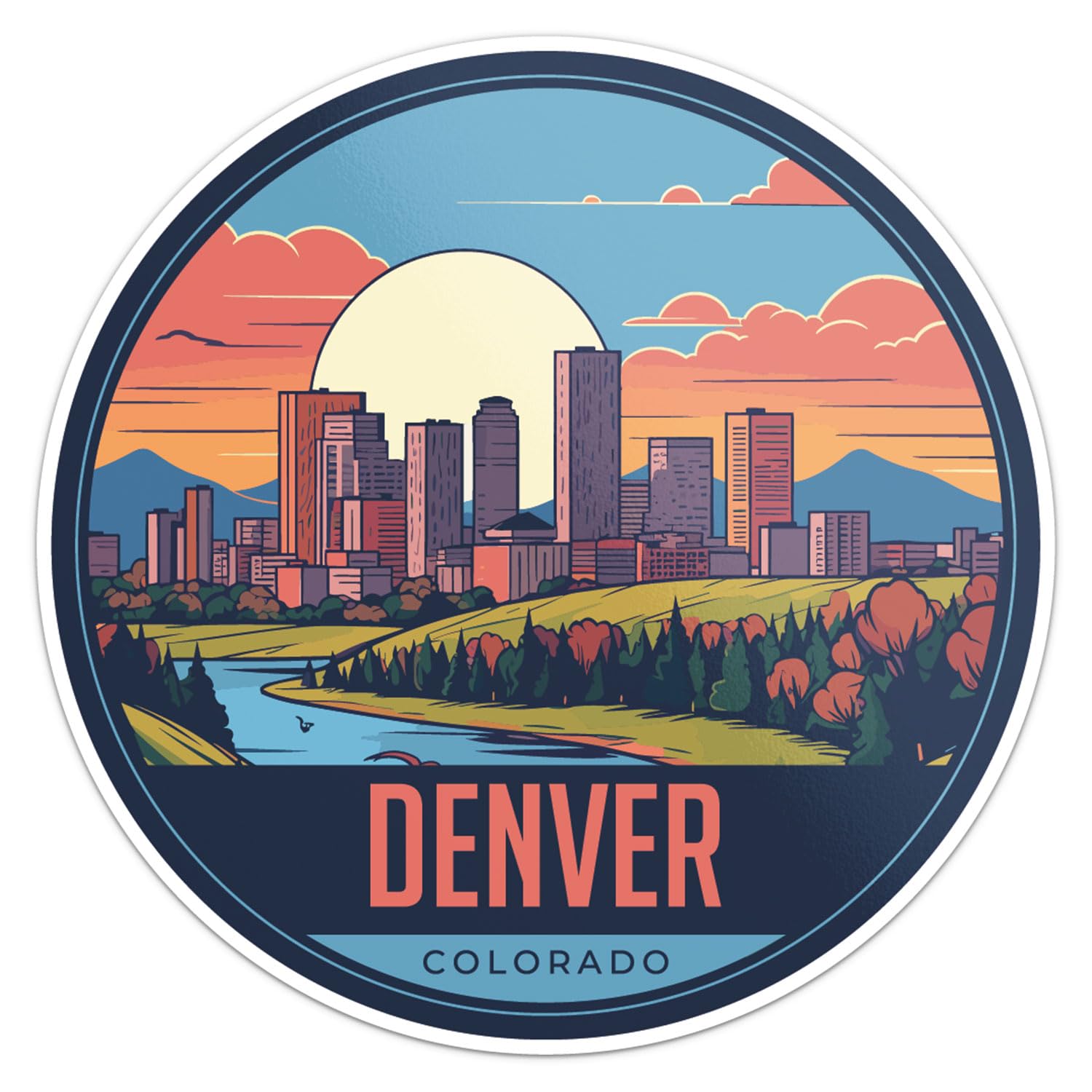 Denver City Sticker - Waterproof Vinyl Decal for Car Bumper, Laptop, Water Bottle, Wall, and Window, Size - 3'' Longer Side