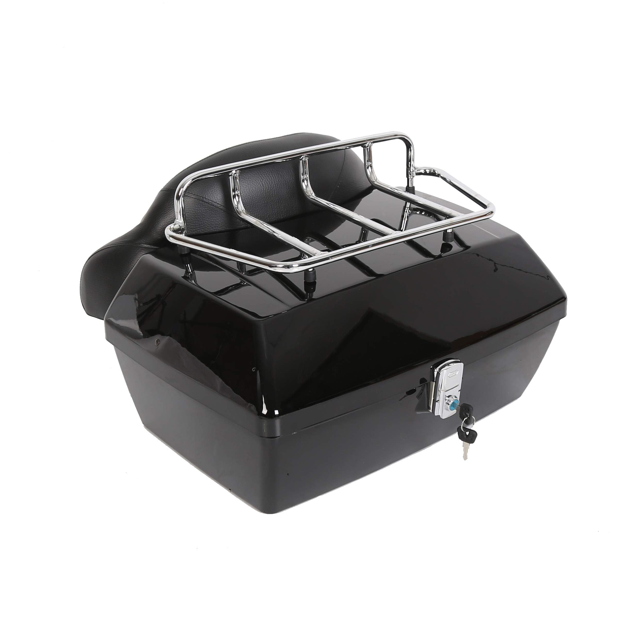 Ego Bike Black Motorcycle Trunk Tour Pack Luggage Compatible With Harley Honda Yamaha Suzuki Cruiser Tail Box Top Rack Backrest