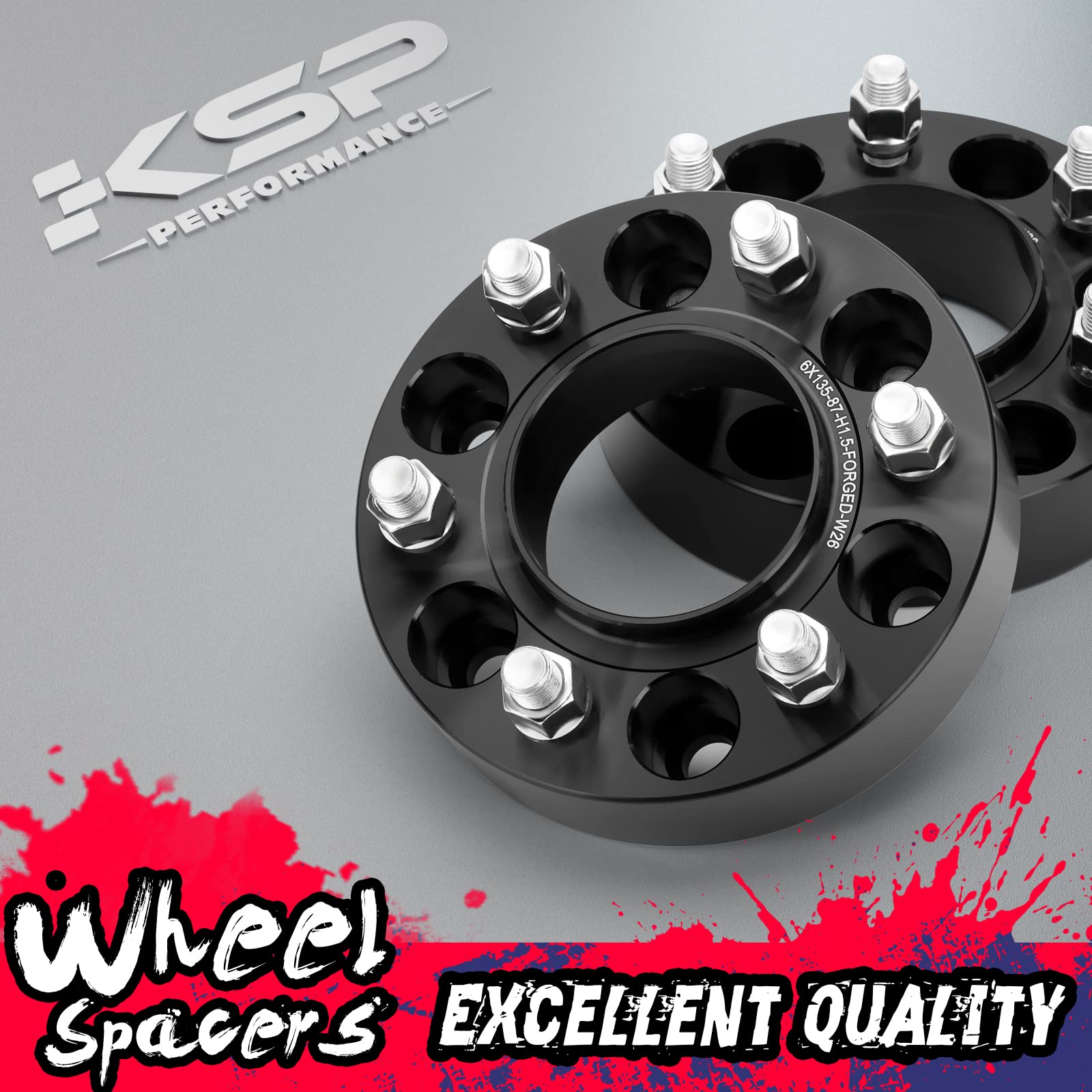 KSP PERFORMANCE 6x135 Wheel Spacers Hubcentric 1.5in Aluminum Black for 2015-2022 F150, Expedition, Navigator, Model KS-6008K