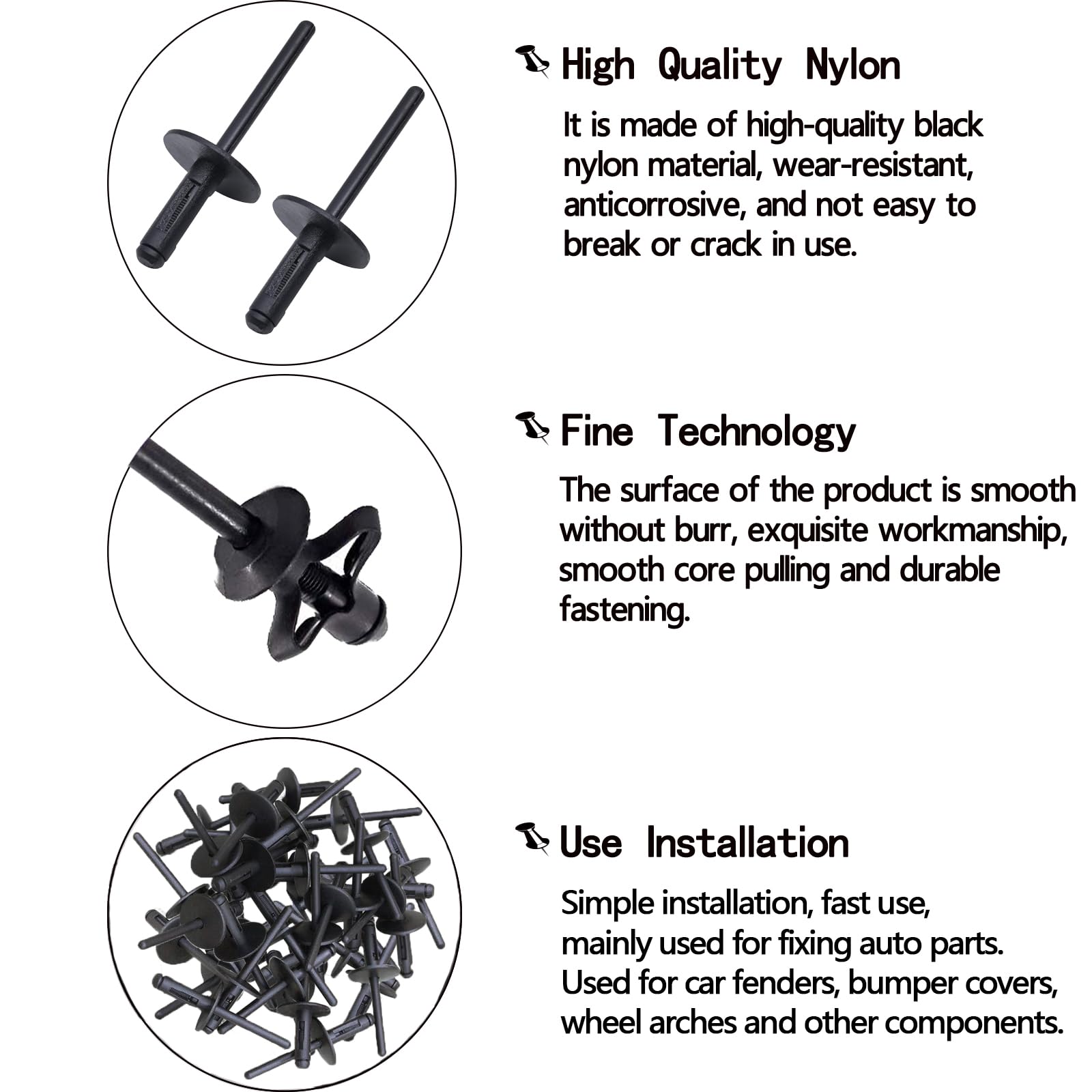 140Pcs Nylon Pop Rivets, Fender Liner Bumper Cover Wheel Arch Trim Cover Nylon Expanding Rivets For Bmw 51777171004 X1 X3 X4 X5