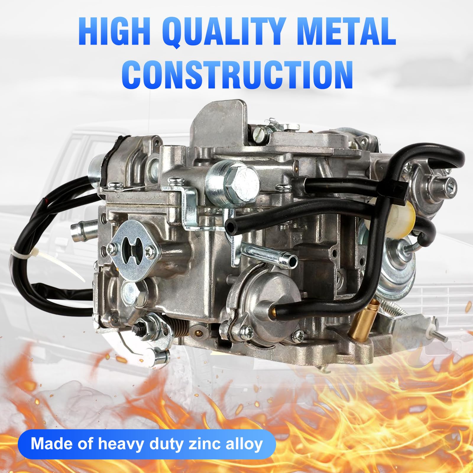 PARTOL 22R Carburetor for Toyota Pickup 1981-1987, Heavy Duty Zinc Alloy, Automatic Choke, TOY-505/507, 2.4L Engine