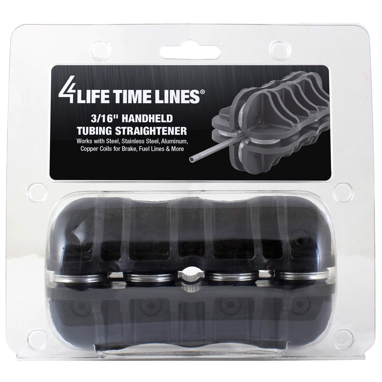 4LIFETIMELINES Handheld Tubing Straightener, 3/16 Inch, Stainless Steel, Black, Model LTTSHH316 for Brake & Fuel Lines