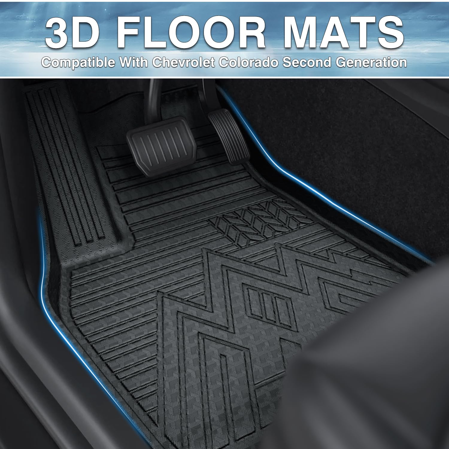 Mixsuper Floor Mats for Chevy Colorado/GMC Canyon Crew Cab 2015-2022, All Weather Floor Liners 1st and 2nd Row Set Black