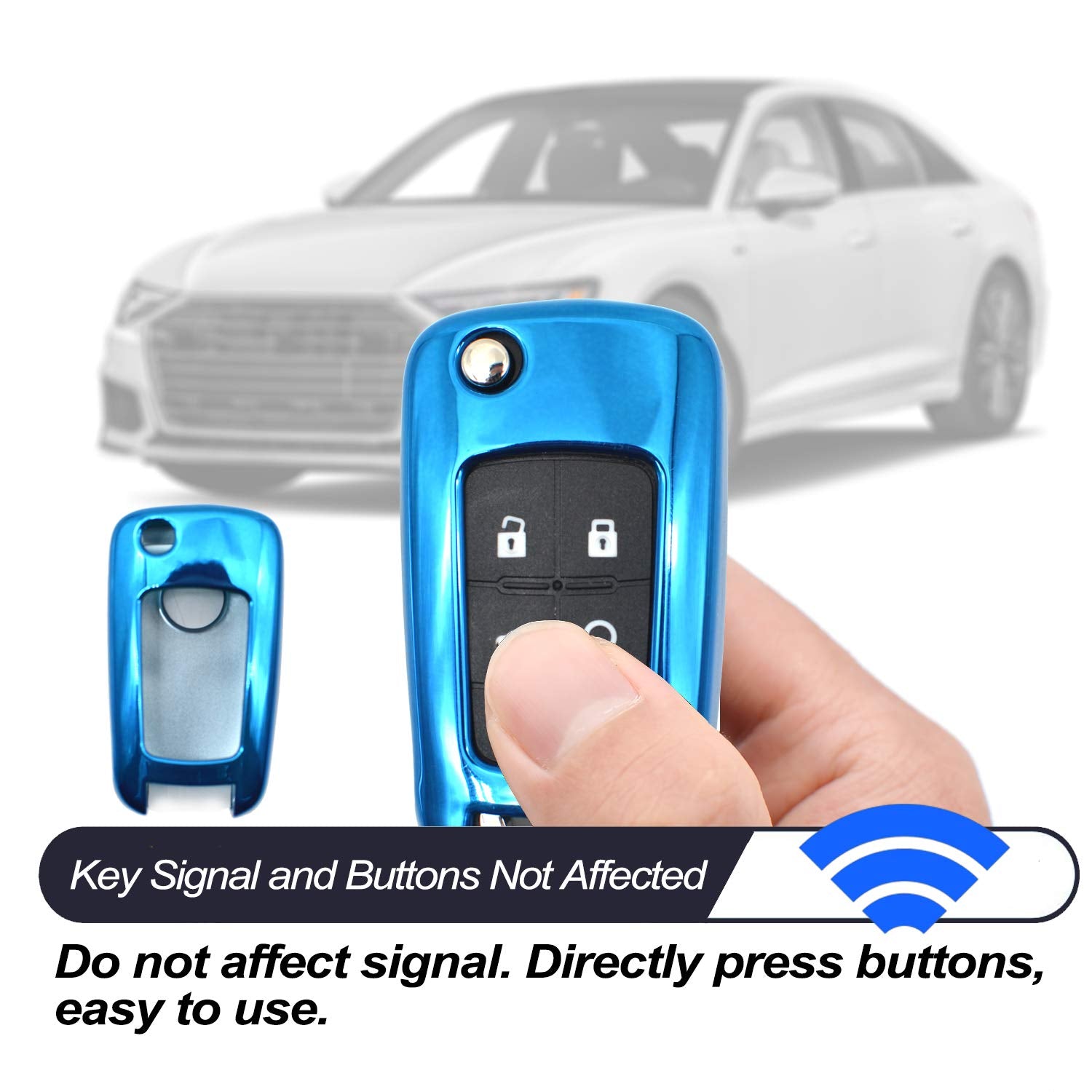 Compatible With Chevy Chevrolet Equinox Encore Camaro Cruze Malibu Impala Buick Regal Lacrosse Gmc Terrain Blue Tpu Key Fob Cove