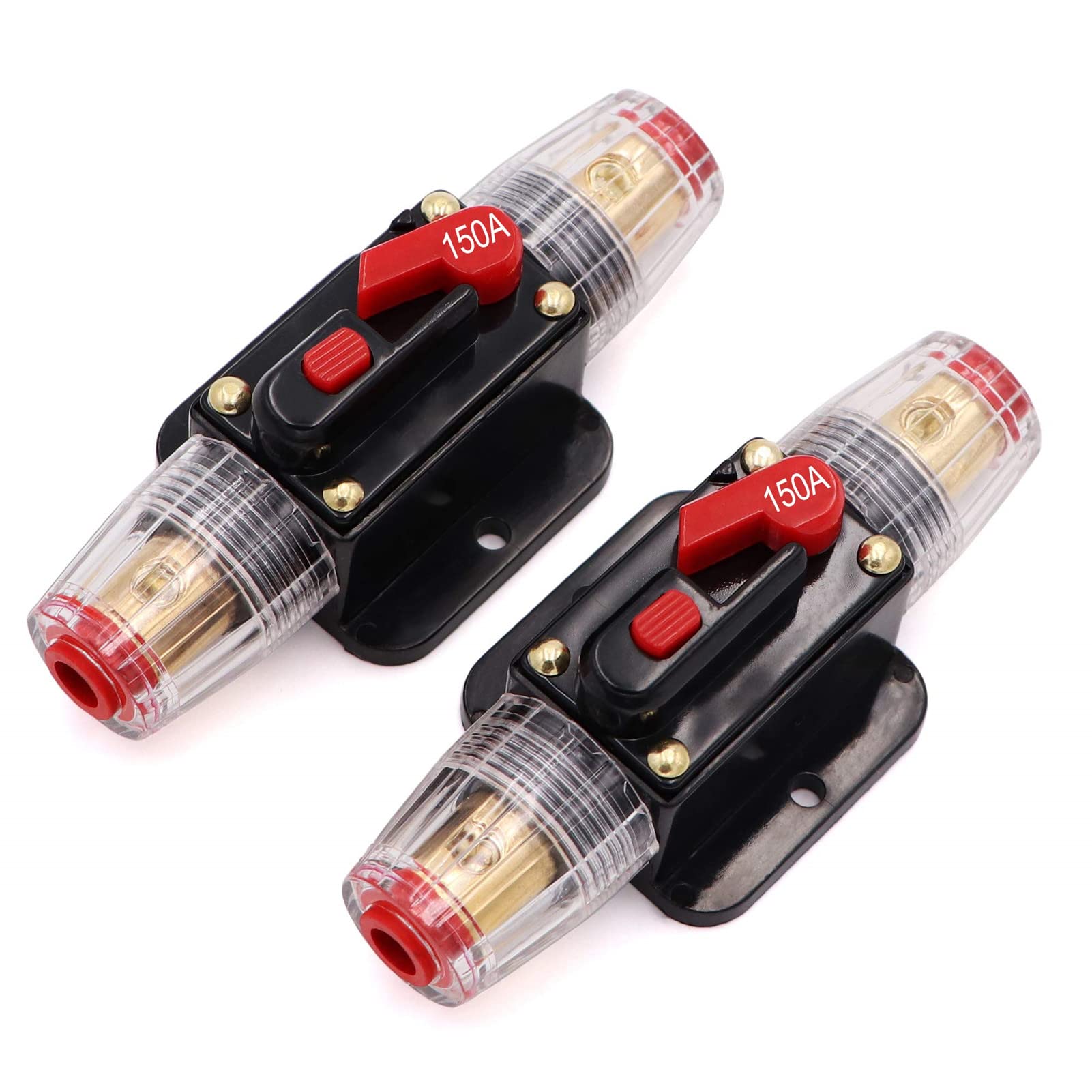 2 Pack 150A Inline 12 Volt Circuit Breaker With Manual Reset,Marine 150 Amp Inline Fuse For Car Audio, Stereo Switch And Solar I