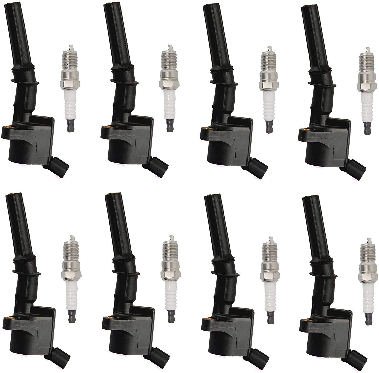 ENA Set of 8 Ignition Coil Pack and Platinum Spark Plug Compatible with Lincoln Ford Mustang Econoline Excursion Expedition Pick