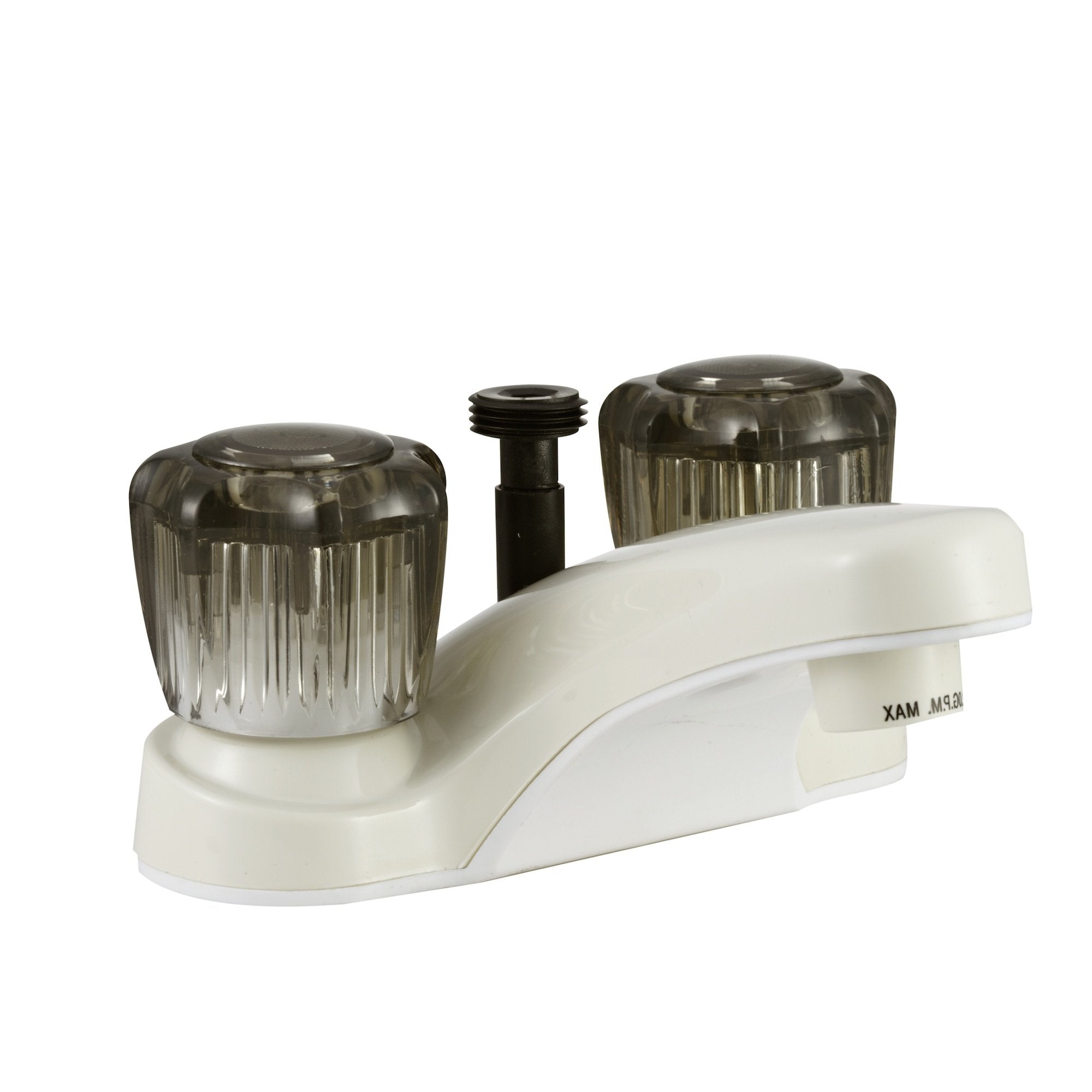 Dura Faucet Df-Pl720S-Bq Rv Bathroom Faucet With Smoked Acrylic Knobs And Shower Hose Diverter (Bisque Parchment)