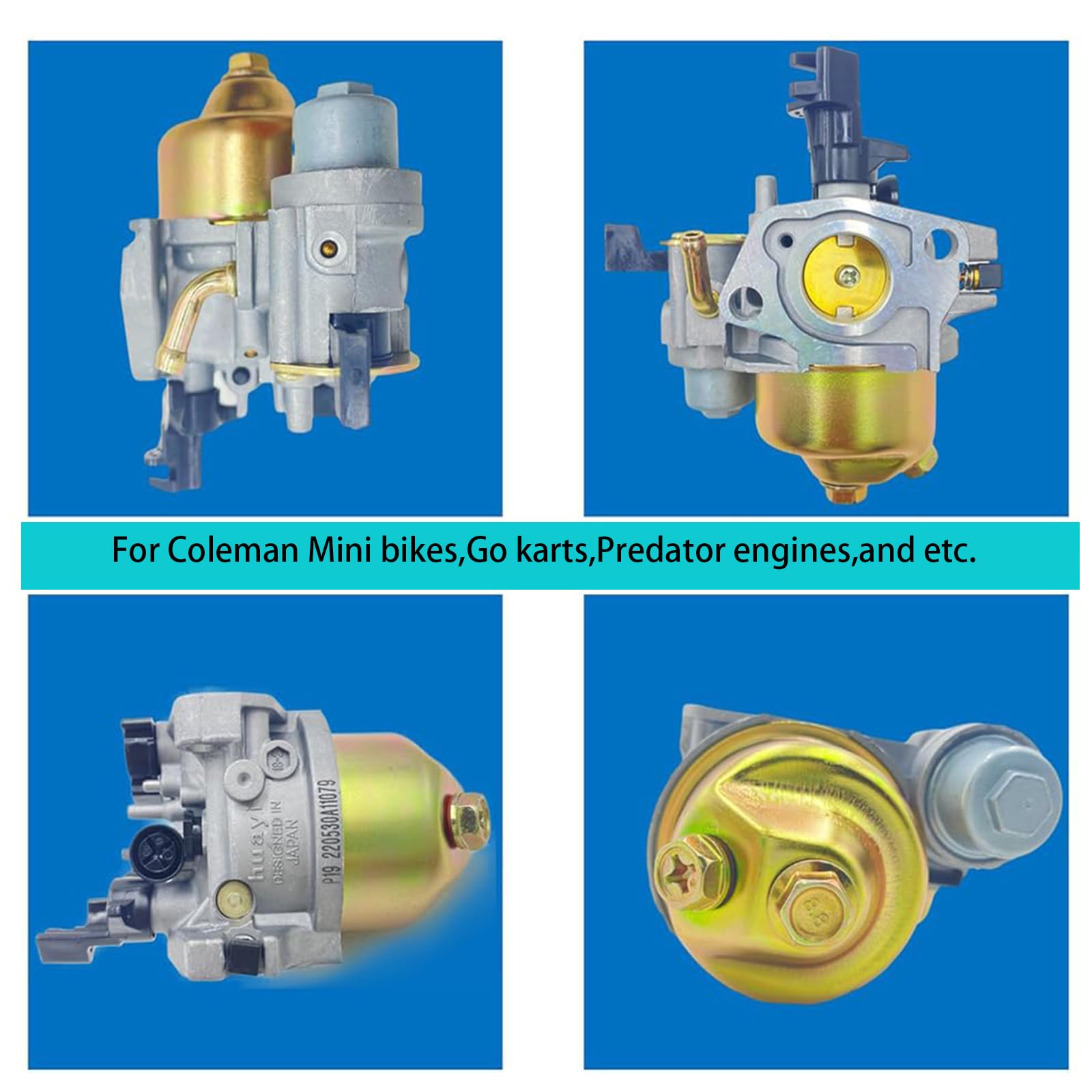 QYMOTO Carburetor for Coleman CT200U & Mini Bikes, Includes Spark Plug, Fits Huayi P19, 196cc-212cc Engines