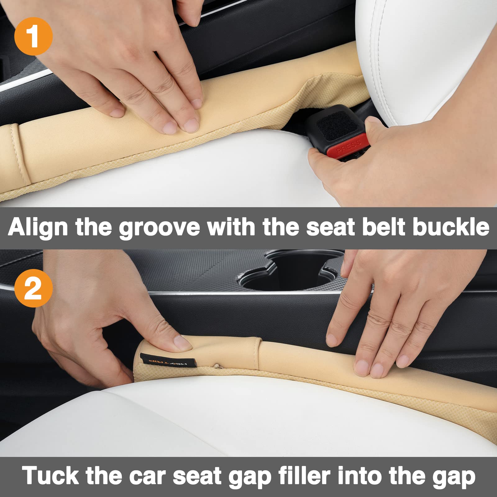 HEYTRIP Car Seat Gap Filler Organizer - Universal Fit, Pack of 2, Yellow, Model HEYT07004AB, Prevents Items from Falling, Ideal for Drivers & Passengers