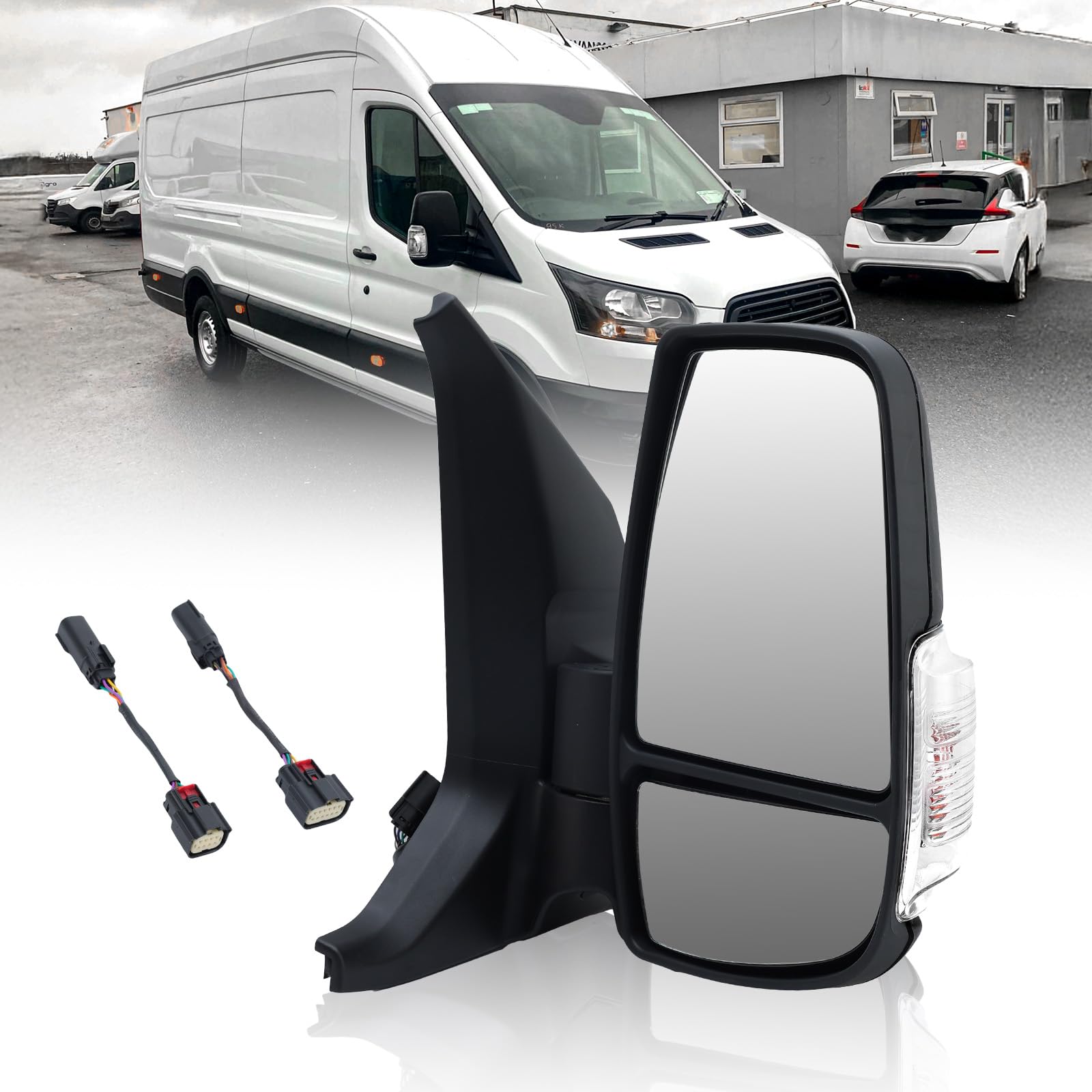 Mofoap Passenger Side View Mirror - Power Glass, Heated, Signal Light, With Indicator (Black) Short Arm 6 Pins - Compatible With