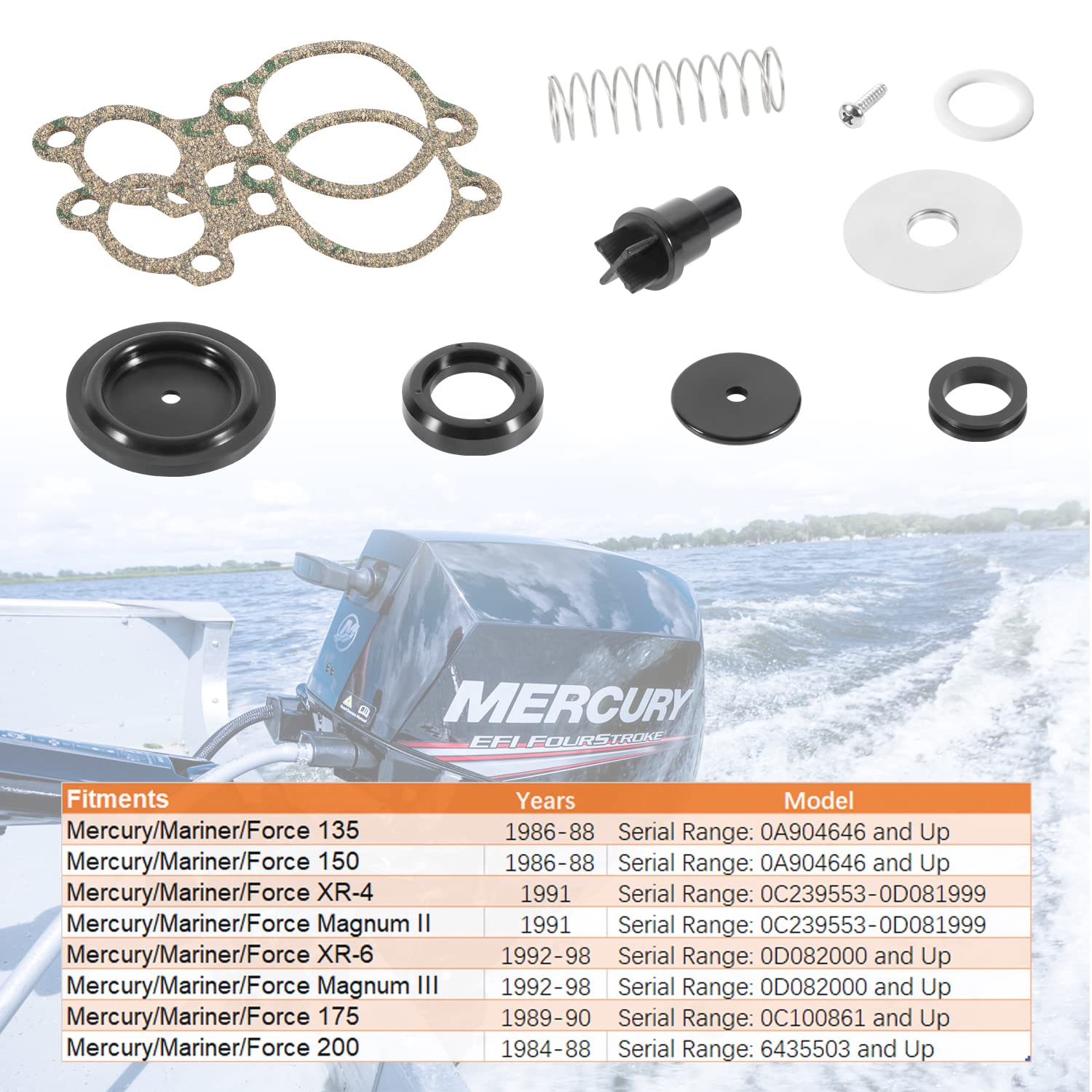 USSKYBOY Poppet Valve Kit for Mercury 135-200hp V6, Replacement for Mariner XR4 XR6, Plastic, Compatible with 803062T1