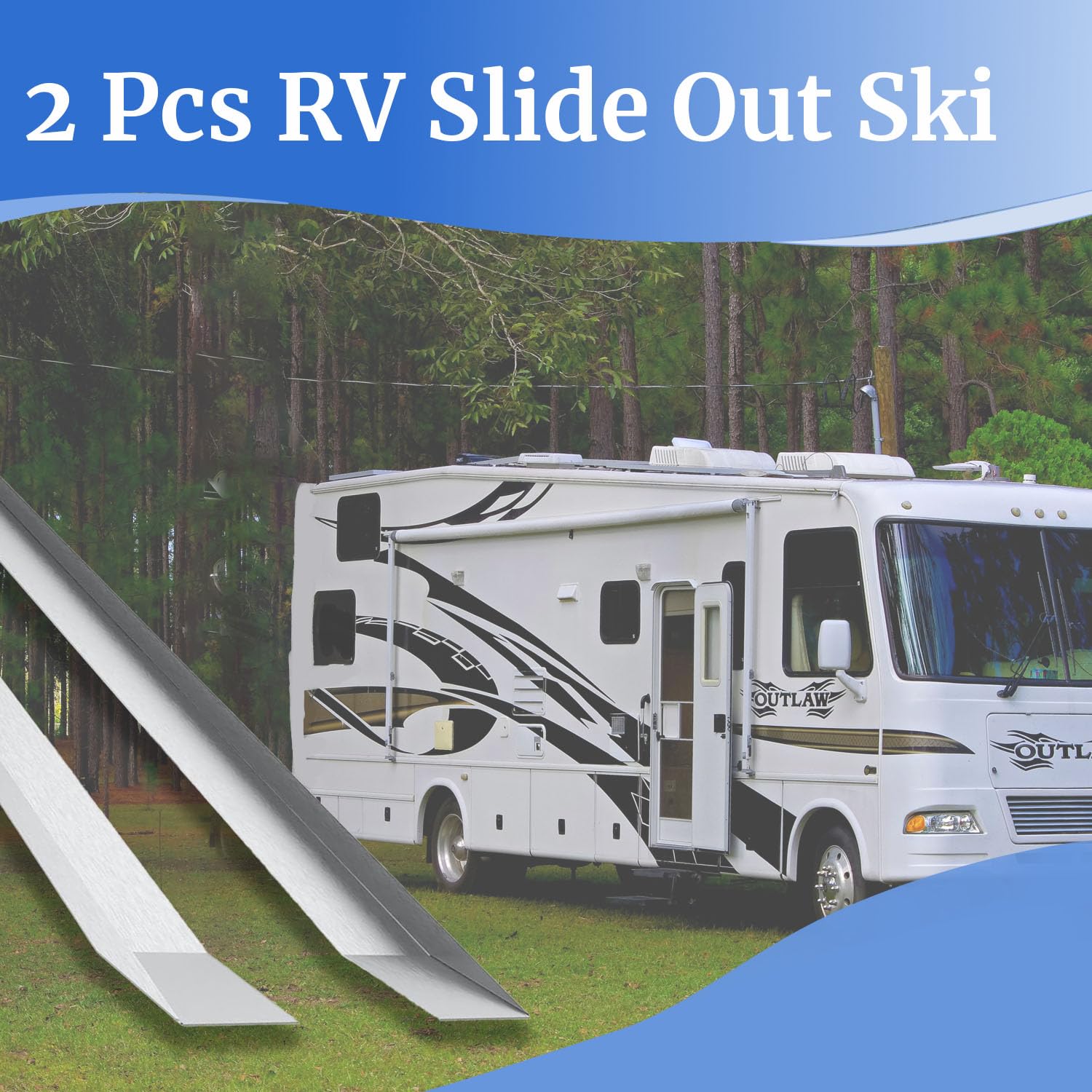 ZRNIDIYR RV Slide Out Ski Set - Stainless Steel, 47 inch, Pack of 2, Silver