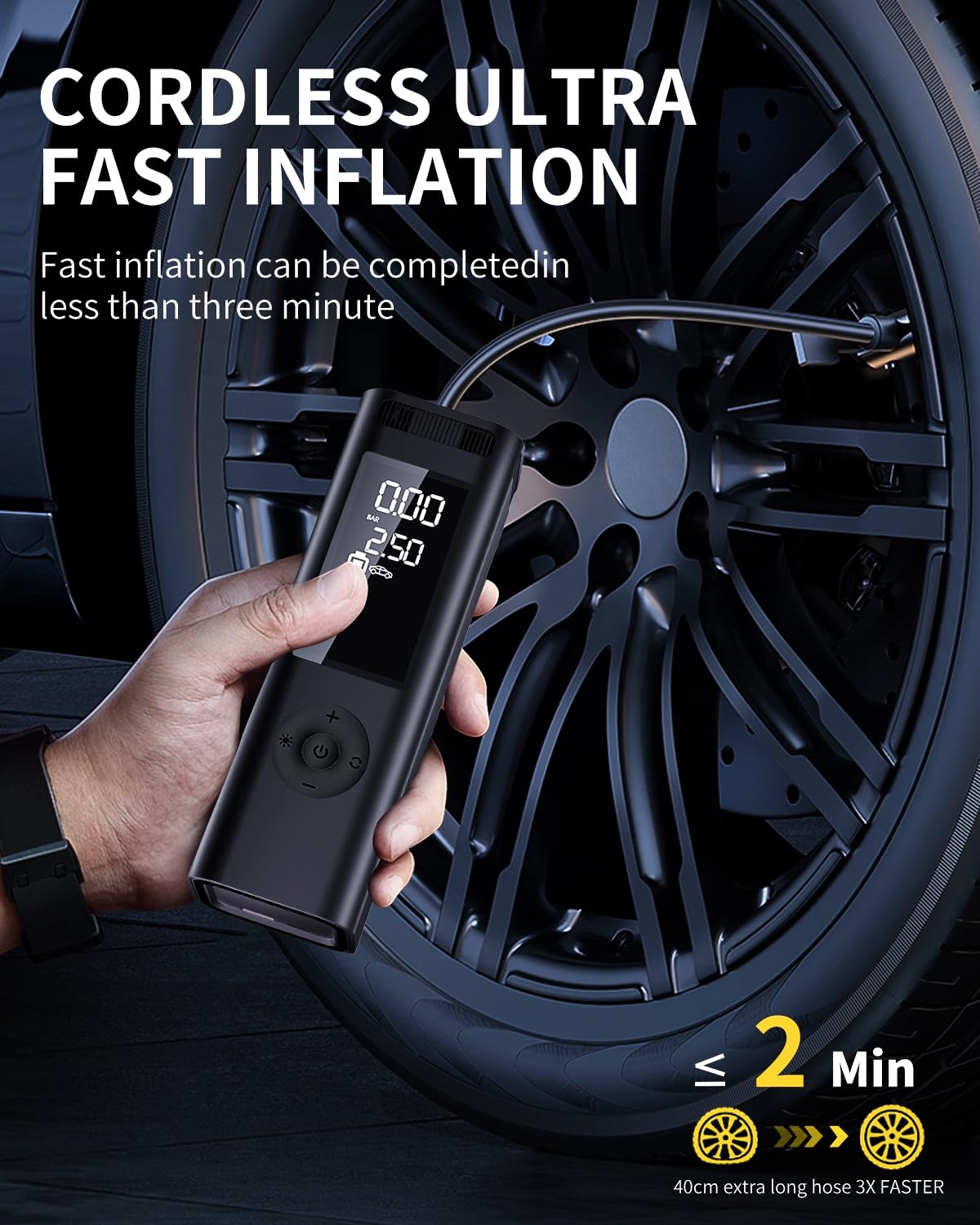 Tire Inflator Portable Air Compressor - 150PSI 4x Faster Portable Tire Inflator for Car - Air Pump For Car Tires with Digital Pr