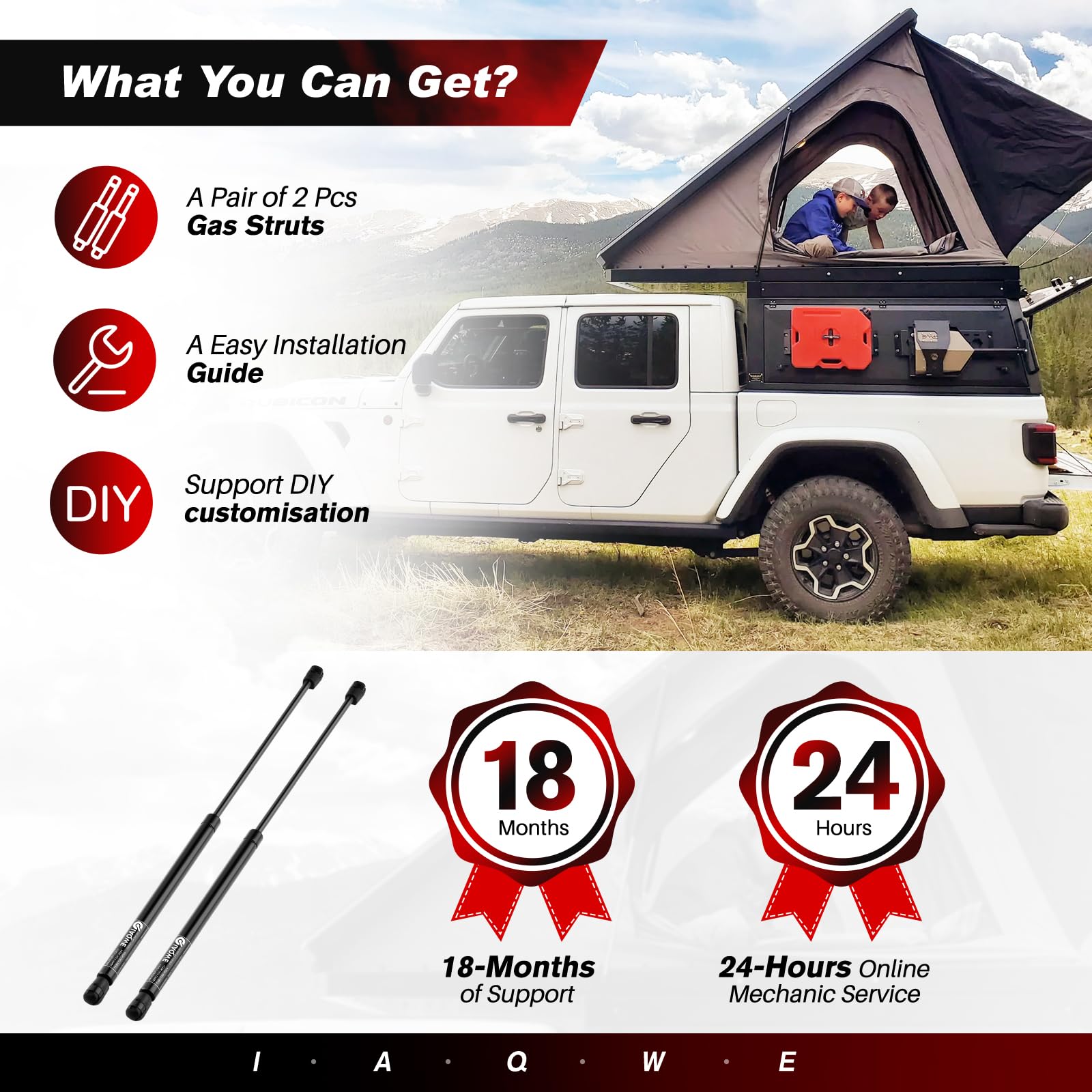 Iaqwe 24Inch 70Lbs Gas Struts Springs Shocks Lift Support For Boat Cover Rv Bed Storage Heavy Duty Toolbox Lid Outdoor Bench Cab