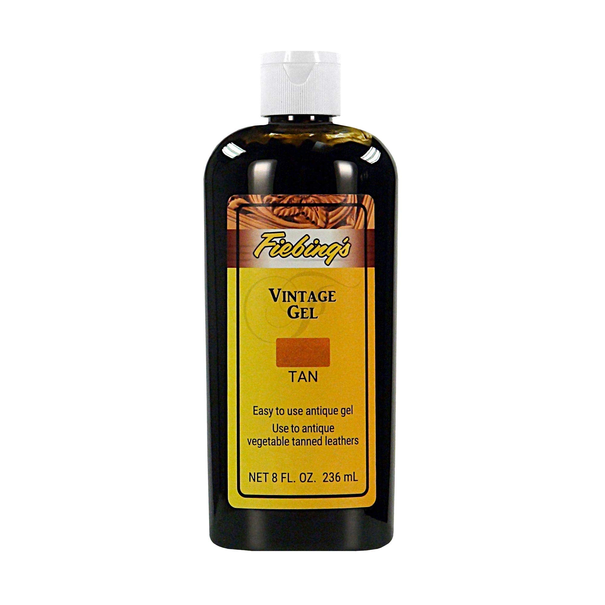 Fiebings Vintage Gel (8 oz, Tan) - Antiquing & Restoration Gel for Contrasted Accent Finish on Smooth & Tooled Leather Boot, Sh
