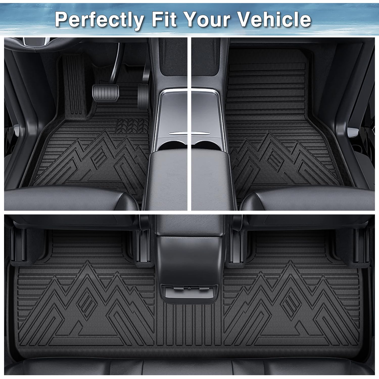 Mixsuper Floor Mats Compatible With 2022-2025 Hyundai Santa Cruz, All Weather Floor Liner Durable 1St & 2Nd Row Set Black