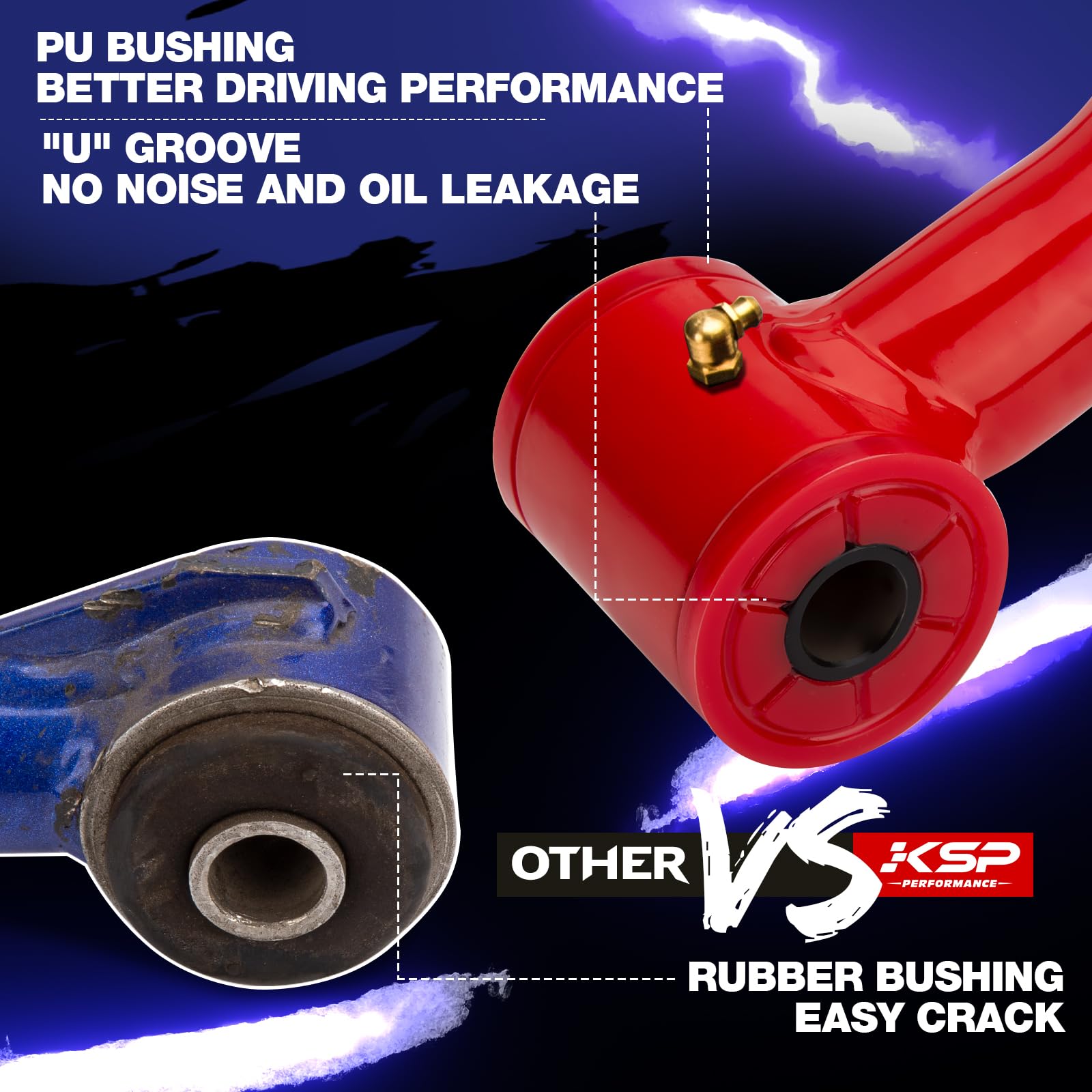 KSP PERFORMANCE Adjustable 2-4" Upper Control Arms, Carbon Steel, Red, Compatible with 2007-2018 Silverado Sierra 1500, 2/4WD