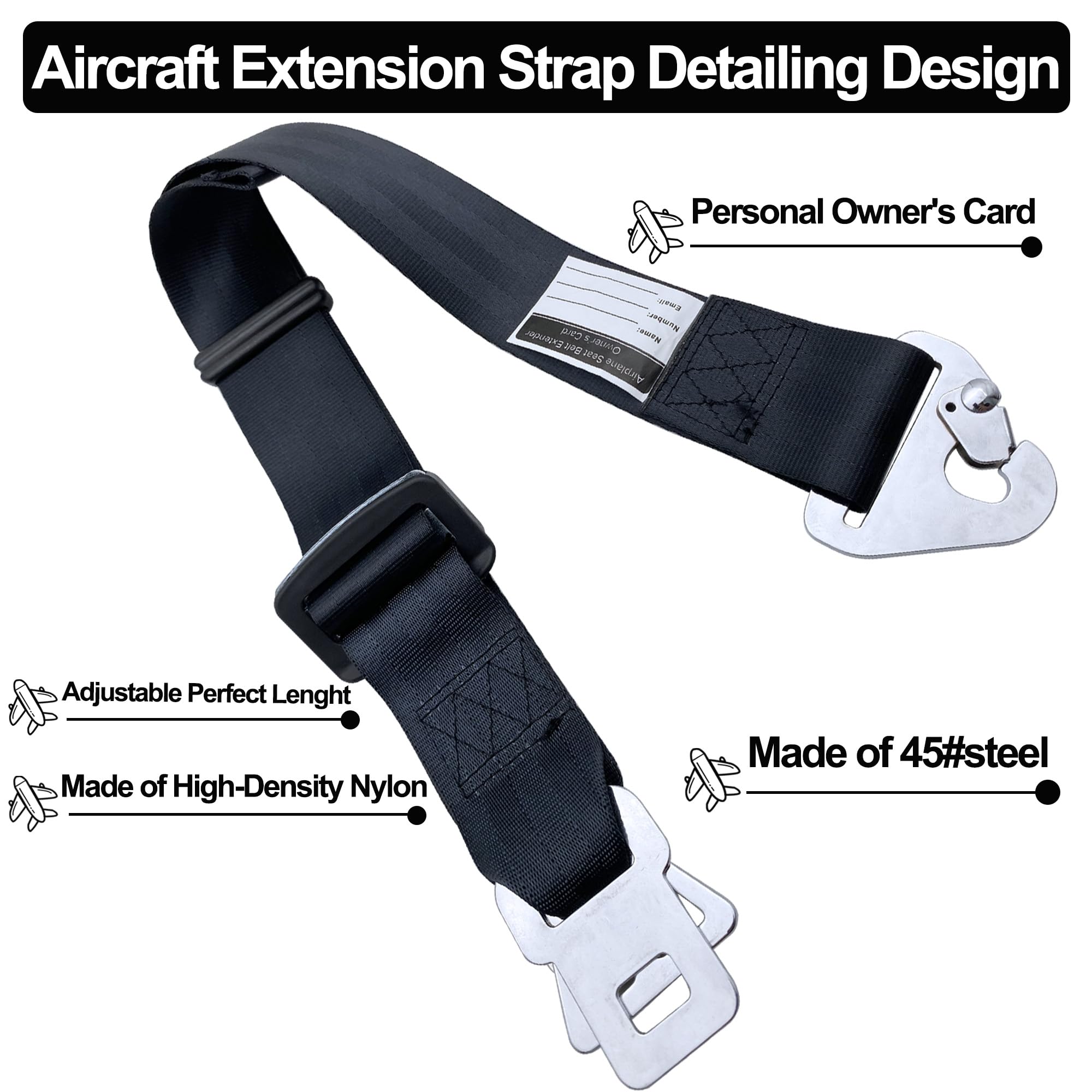 LUCKLYJONE Airplane Seat Belt Extender 7-31" for All Airlines, Three in One