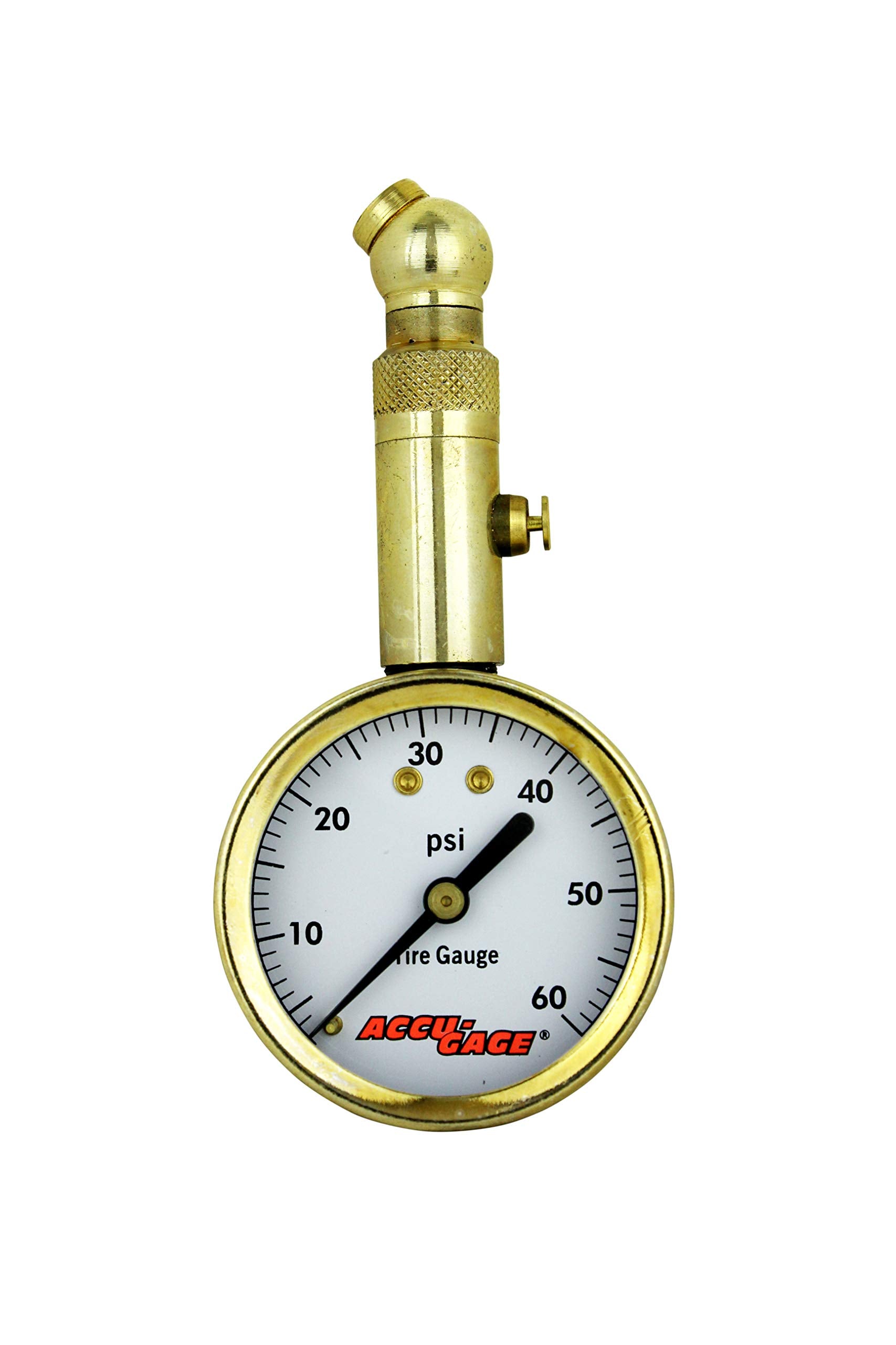 Accu-Gage by Milton Dial Tire Pressure Gauge with Swivel Angle Air Chuck - ANSI Certified for Motorcycle/Car/Truck Tires (0-60 P