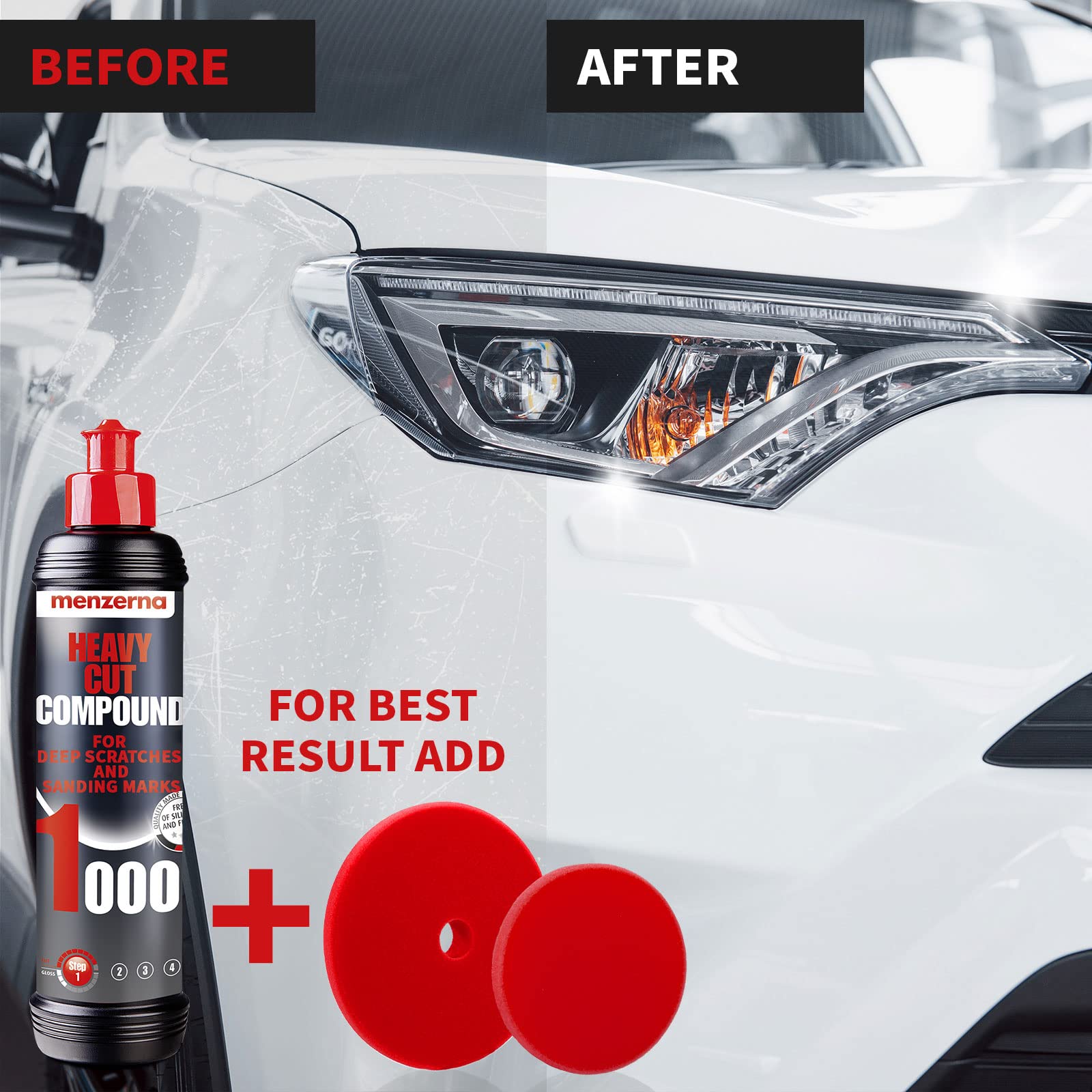 Menzerna ''Heavy Cut Compound 1000'' I Abrasive Polishing Compound For Deep Scratches, Sanding Marks, Swirls & Holograms I Buffi