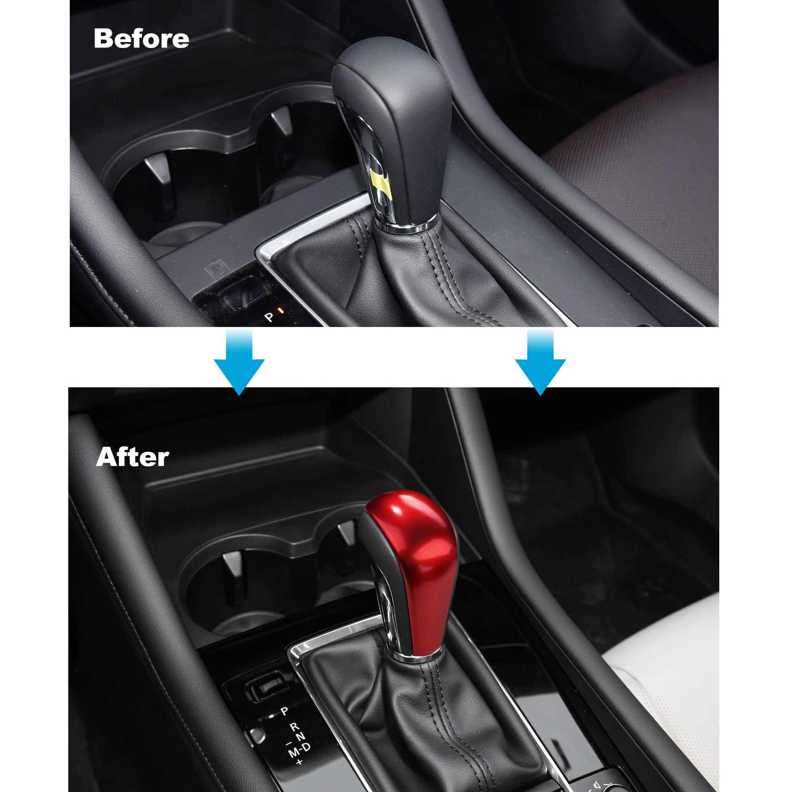 Anfokas Compatible With Mazda 3 Cx-30 Cx-50 Accessories Sporty Car Gears Gear Panel Gear Shift Knob Cover Trim Cap Interior Decoration Sticker -Red