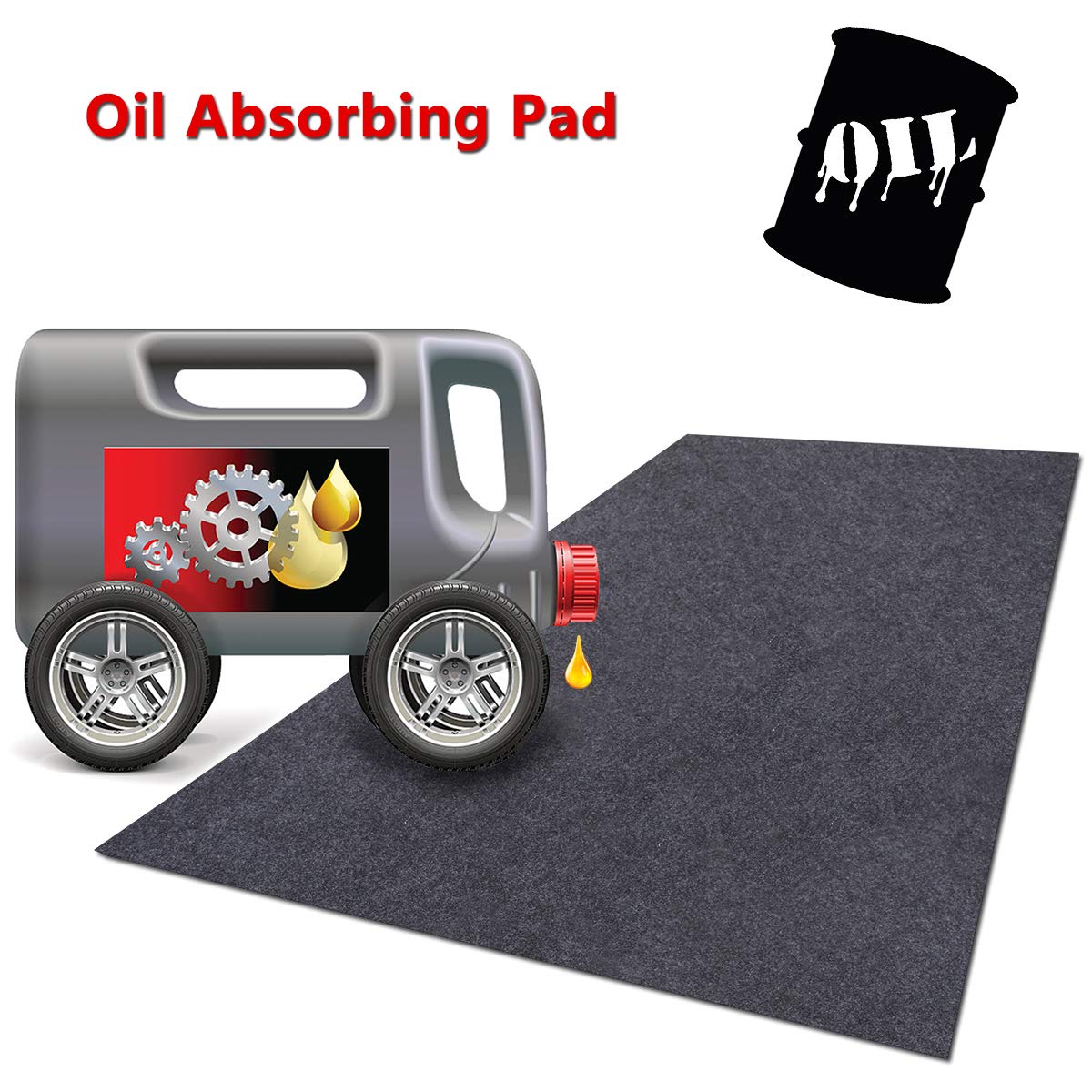 Meitola Cleanable Floor Oil Spill Mat, Oil Absorbing Pad Durable Protective Surface Can Be Used For Car Oil Change (38In36In)