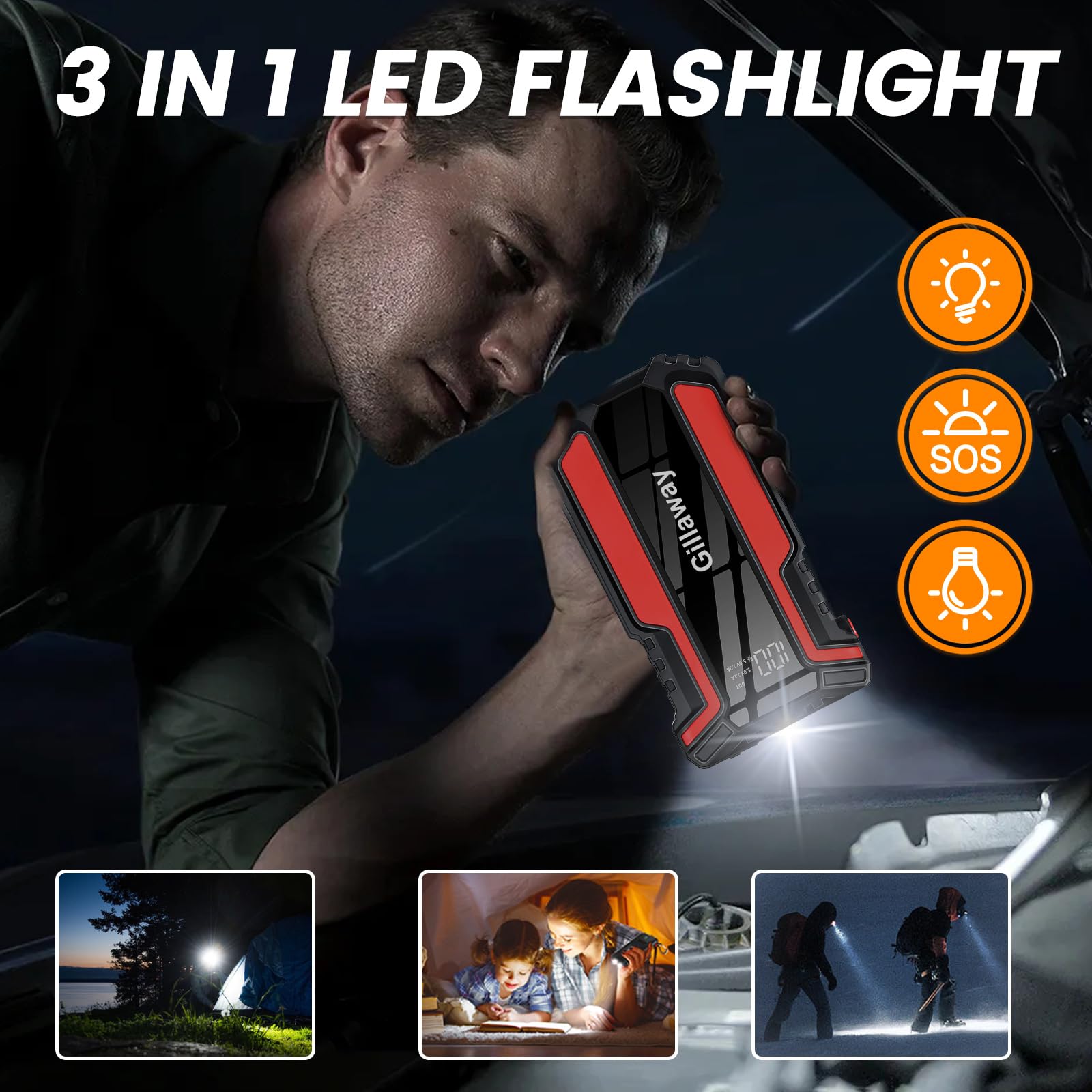 016 Jump Starter 5000A Peak, Jump Starter Battery Pack Up To 50 Jump Starts, 12V Jump Box For Car Battery, Up To 9.0L Gas And 7.