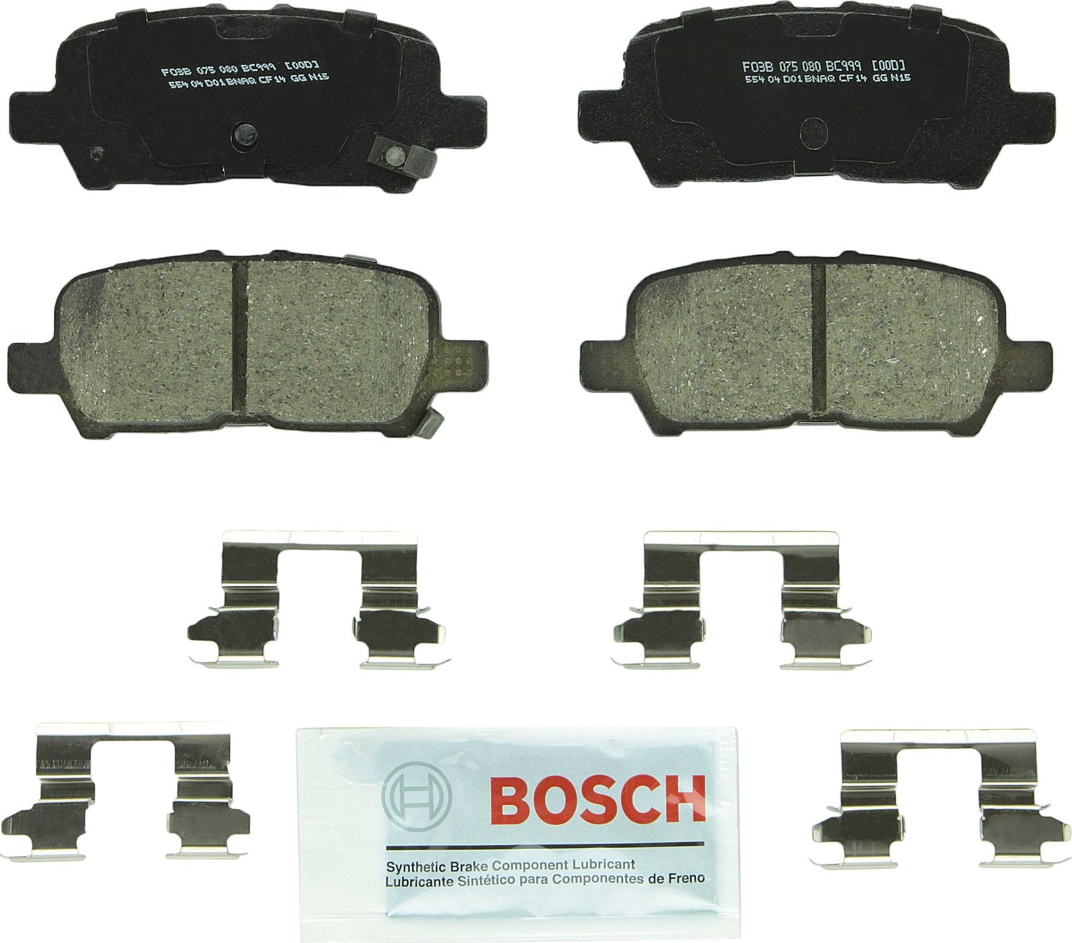 BOSCH BC999 QuietCast Premium Ceramic Disc Brake Pad Set - Compatible with Select Buick Allure, LaCrosse; Chevrolet Impala, Impa