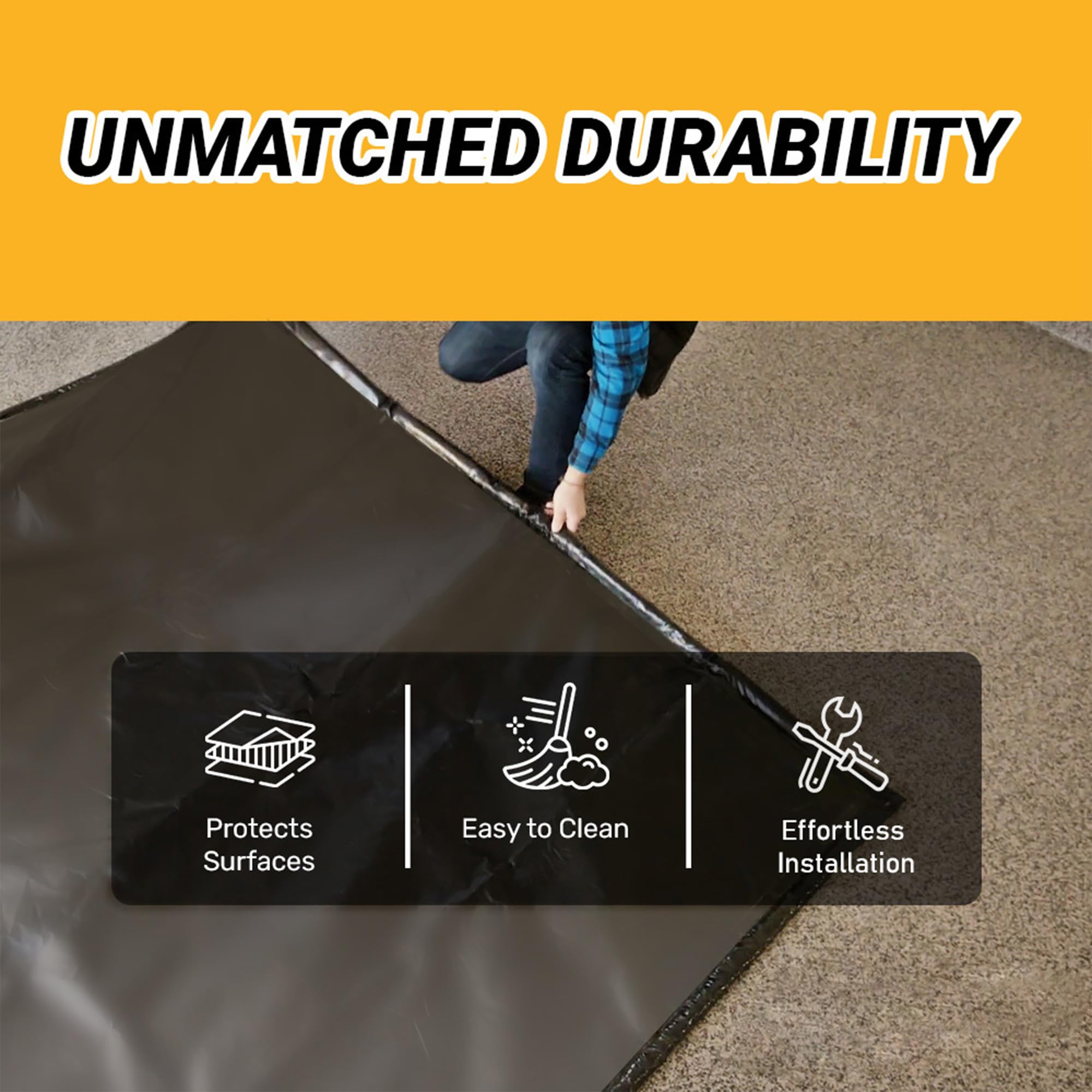 AutoFloorGuard Heavy-Duty Garage Floor Mat, 7'9" x 16', Black, Compact, AFG7916, Durable Polyester with PVC Coating