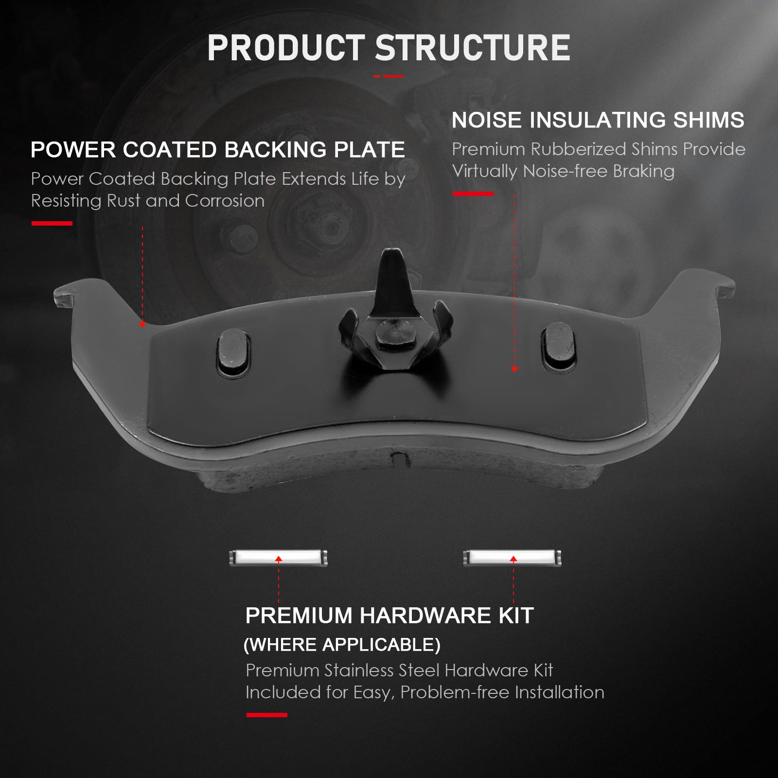 Cciyu D1040 Rear Ceramic Brake Pads Kits 03-11 For Ford Crown Victoria,10-11 For Ford Ranger,03-11 For Lincoln Town Car,10 For M