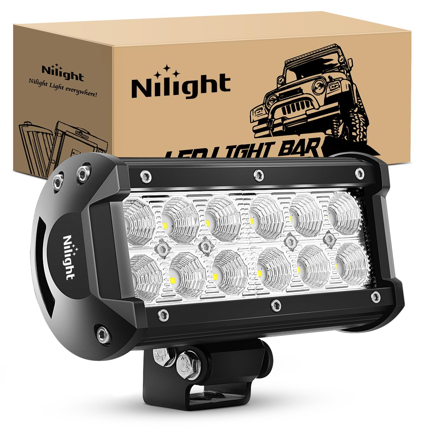 Nilight Led Pods 36W 6.5Inch 2800Lm Flood Off Road Driving Fog Light Bar Work Lighting For Truck Tractor Pickup Boat Suv Atv Utv
