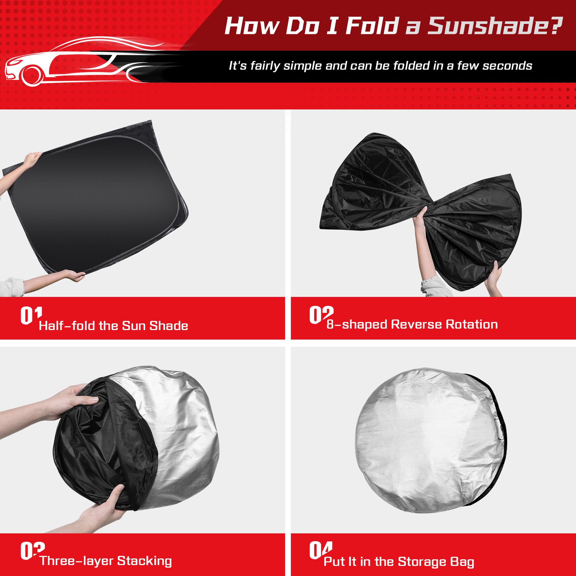 Arismotor Windshield Sun Shade For H-Yundai Elantra 2021-2025, Custom Fit Foldable Front Window Sunshade Sun Visor Protector, Bl