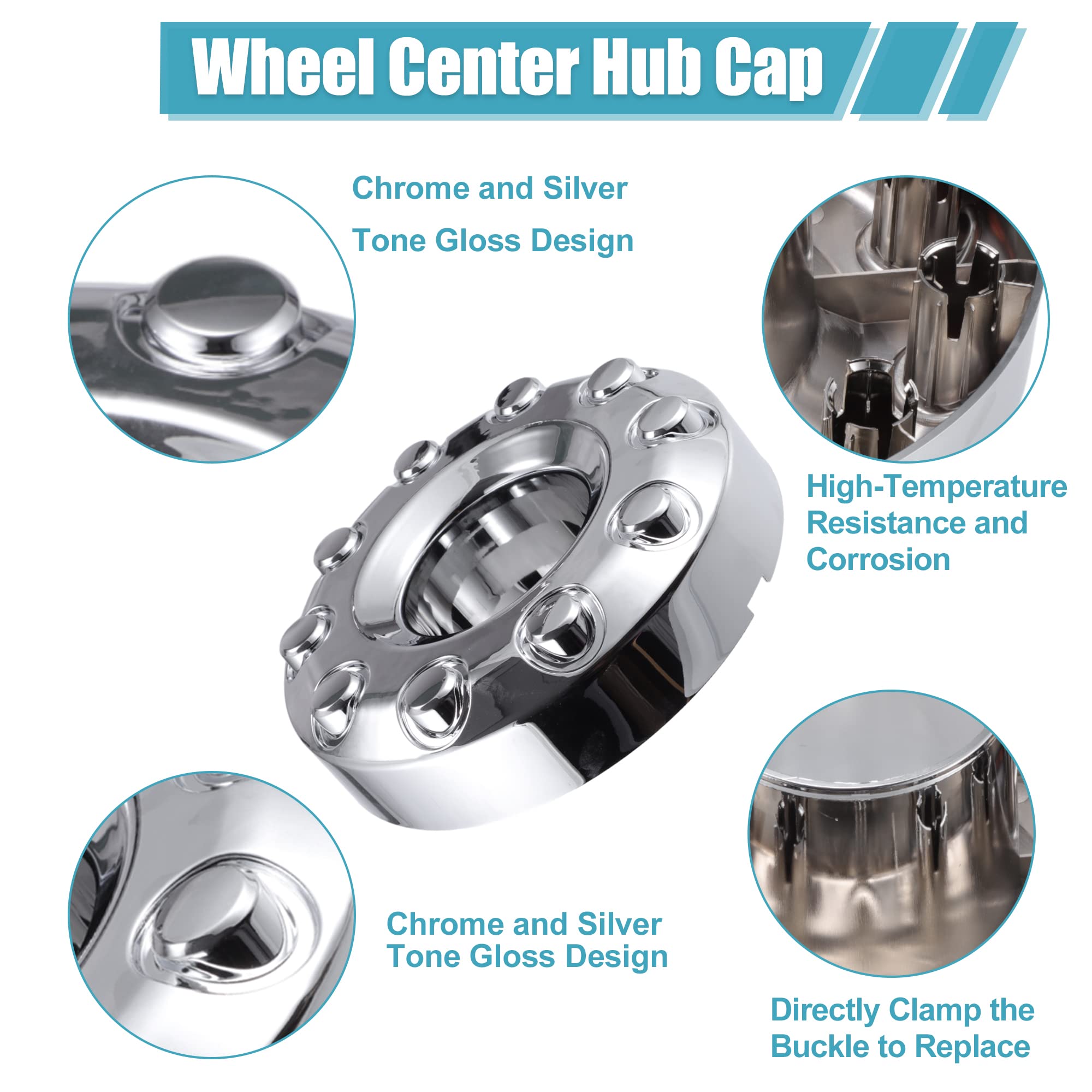X AUTOHAUX Chrome Wheel Center Hub Cap Cover for Ford F450/F350 2011-2016, 4.06"x11.02", Silver Tone, Plastic, Front Wheels Only
