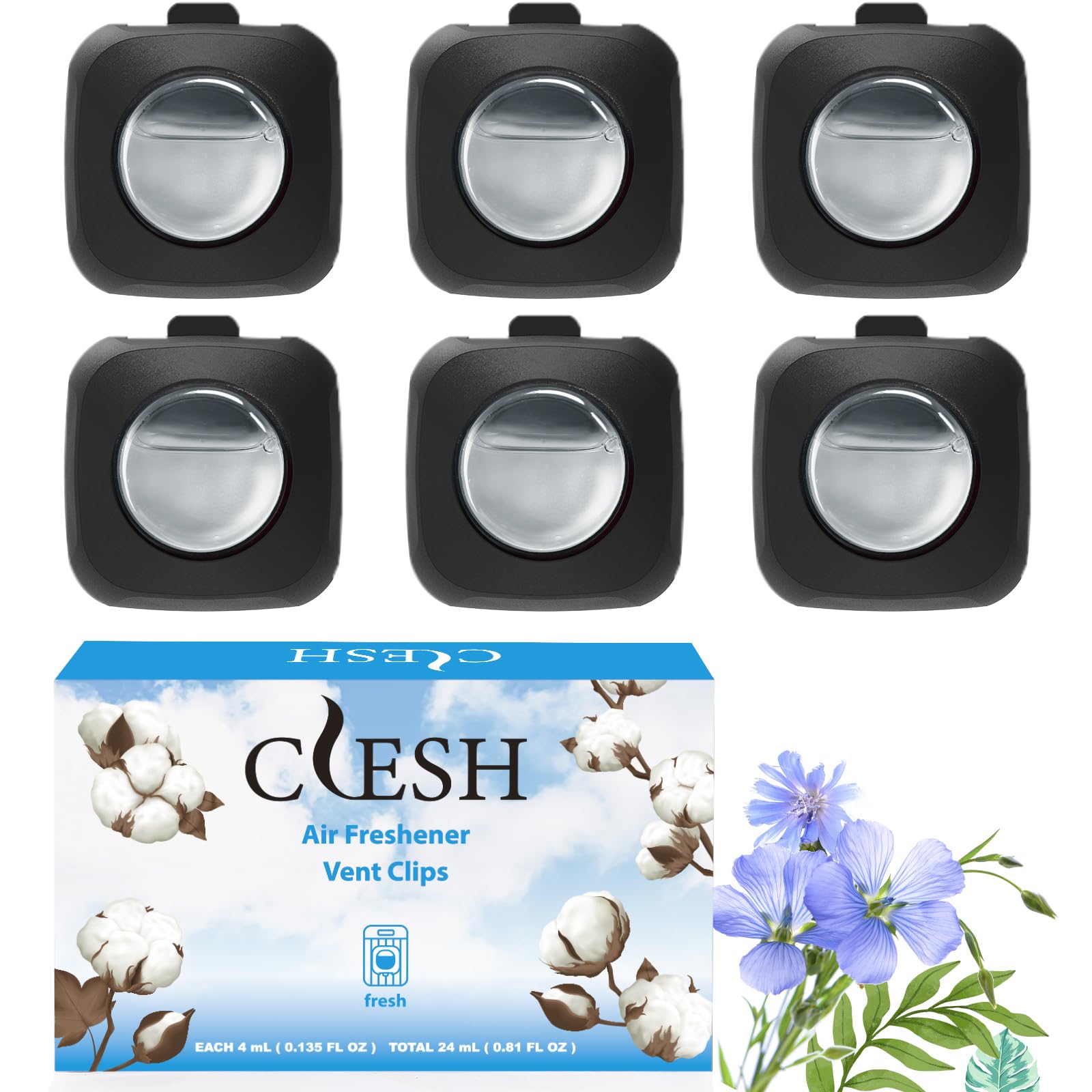 Car Air Fresheners, 6 Pack, Fresh, Car Fresheners Vent Clips, Long Lasting Air Freshener For Car, Car Refresher For Men Women