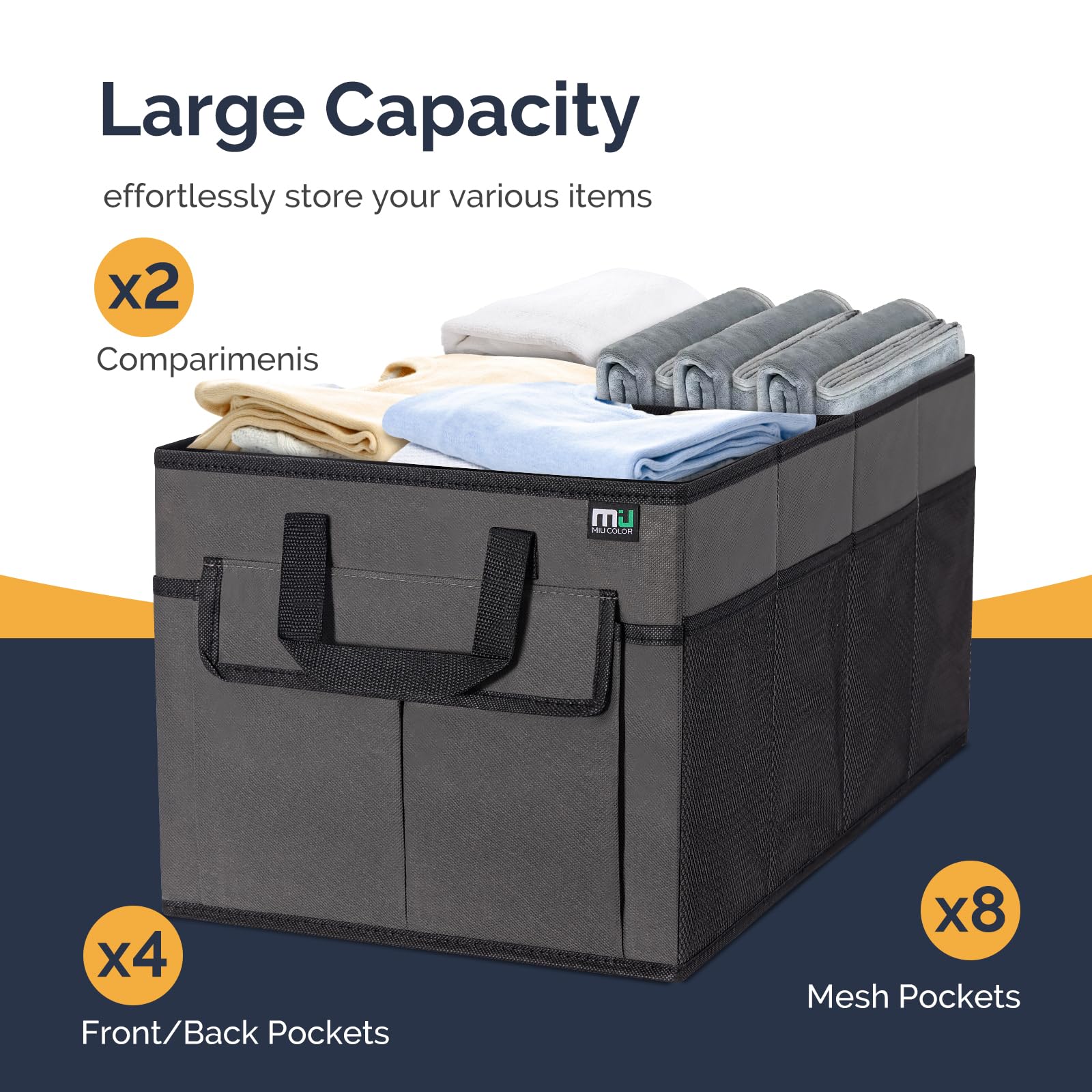 Miu Color Trunk Organizer For Suv (Dark Gray, Standard)