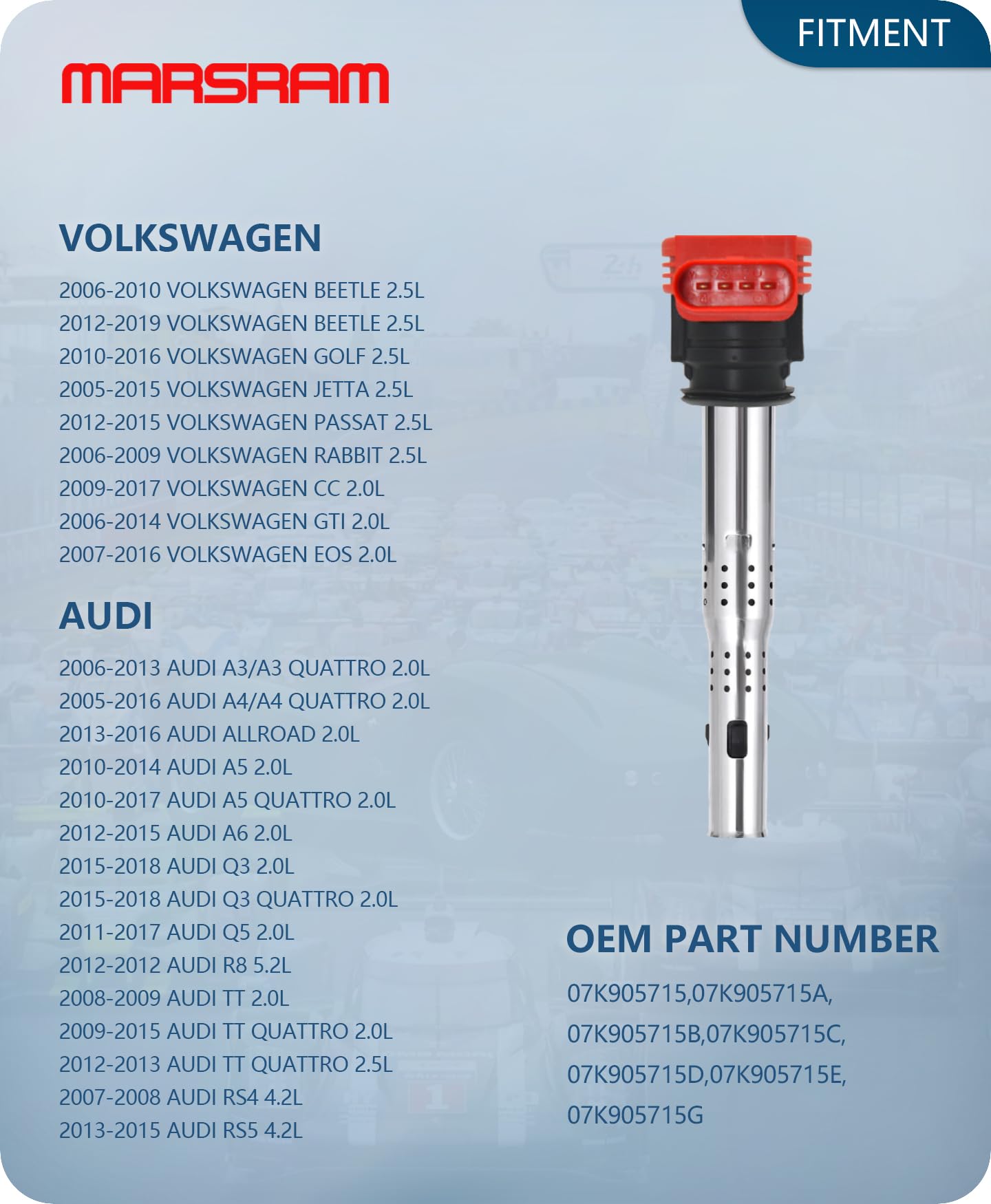 Marsram Ignition Coil Pack UF575, 5Pcs for VW Jetta, Beetle, Golf, Passat, Audi A3, A4, 2.5L L5,
