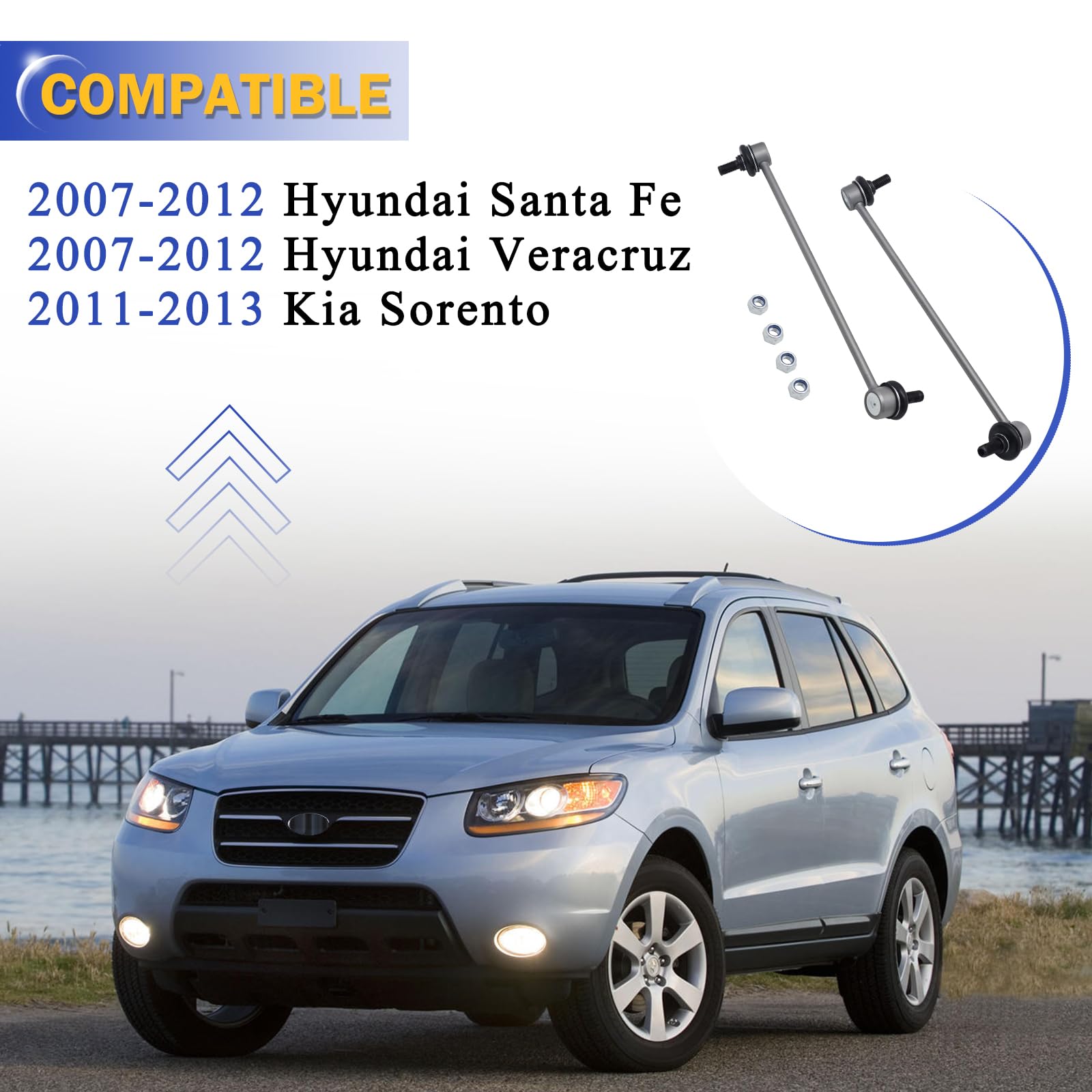 Zinc-Nickel Alloy Front Left Right Stabilizer Sway Bar Links For Hyundai Santa Fe Veracruz 07-12/Kia Sorento 11-13 K750204 & K75