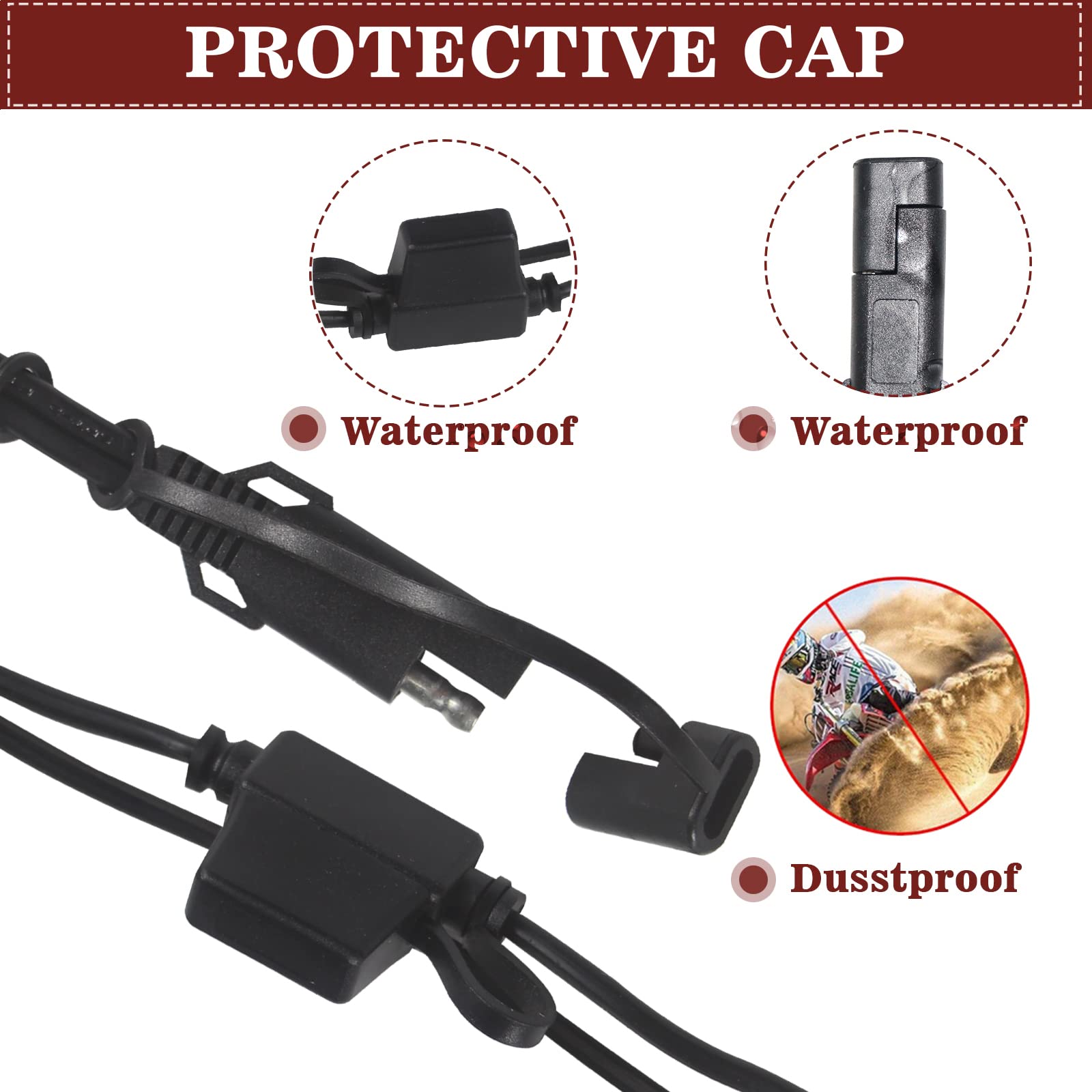 [ 1 PACK] Sae to O Ring Terminal Harness 2FT - Sae Eyelet Ring Terminal Cable 16awg Motorcycle Battery Trickle Charger Extension