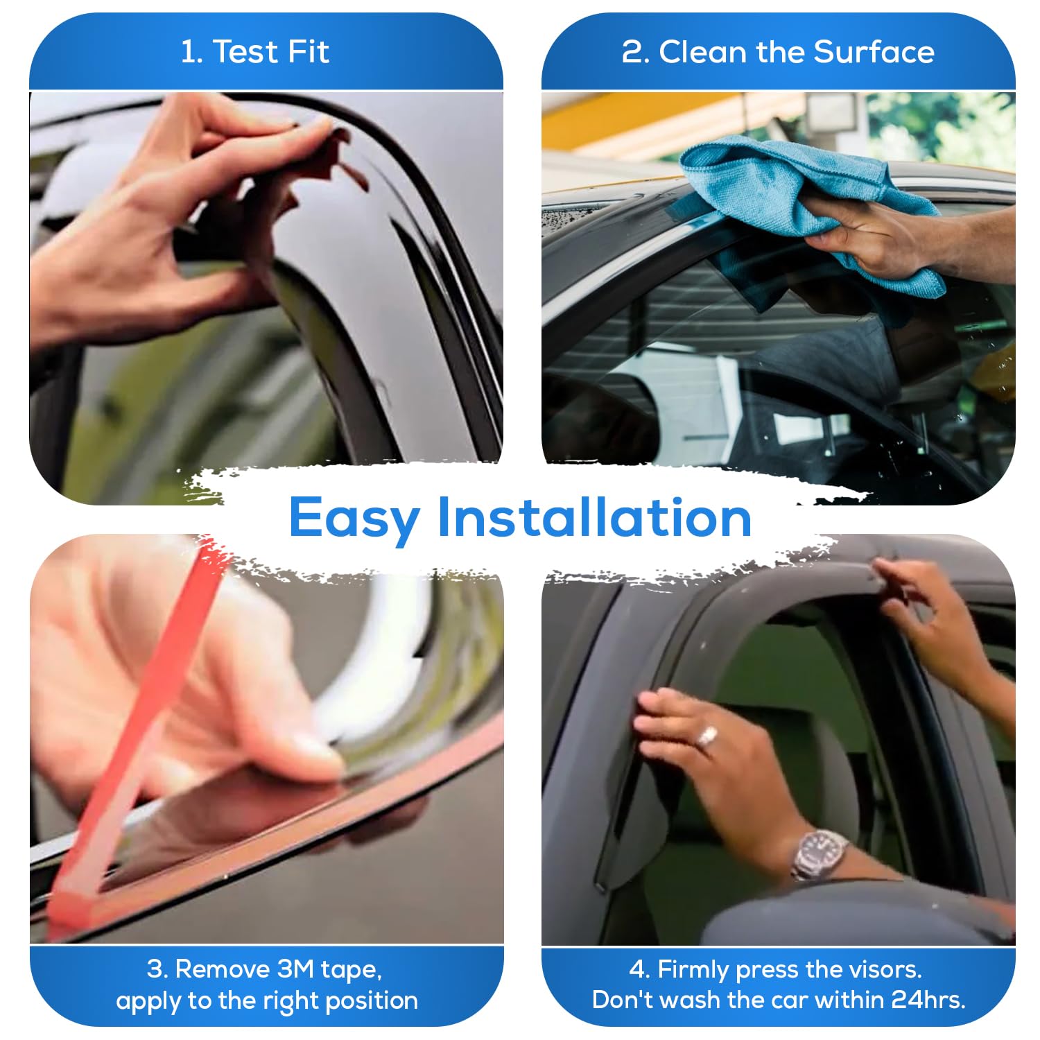 Ig Window Visor For Toyota Corolla Im 2017-2018, Rain Guard Tape-On Extra Durable Sun Wind Side Vent Window Deflector, 2017 2018