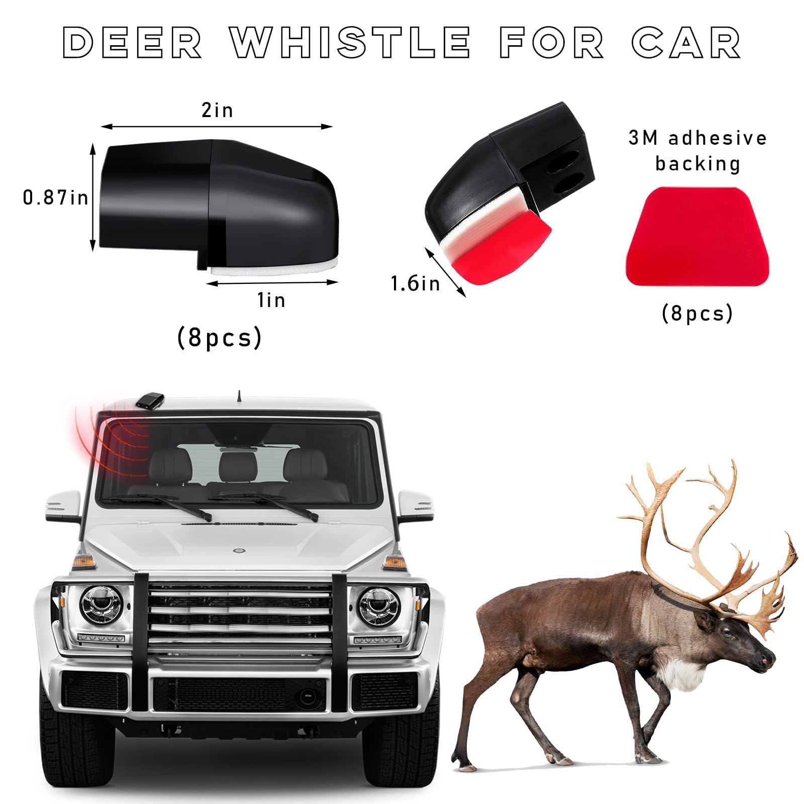 Ohleats 8Pcs Deer Whistles For Car, Automotive Save A Deer Whistles To Avoid Collisions, Vehicle Deer Warning Devices Horn Senso