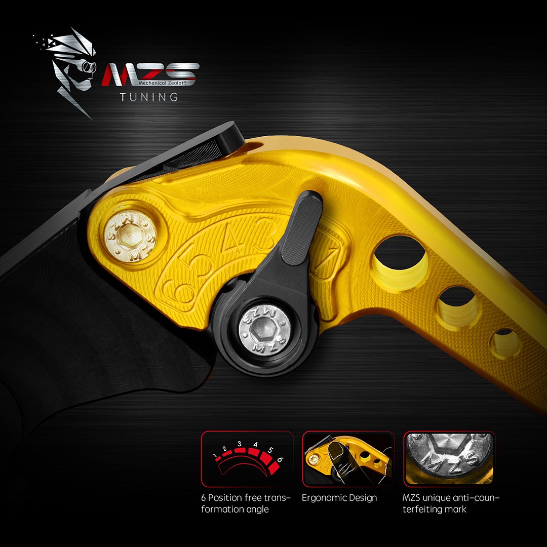 MZS Gold Adjustable CNC Motorcycle Brake Clutch Levers FZ1/FZ6/FZ6R/FZ8/XJ6 Diversion Aluminum
