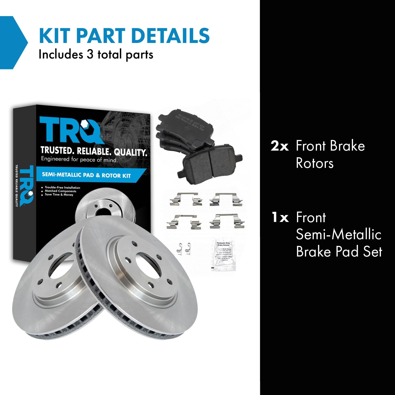 Trq Front Brake Pad & Rotor Kit Set Premium Semi-Metallic For Chevy Pontiac